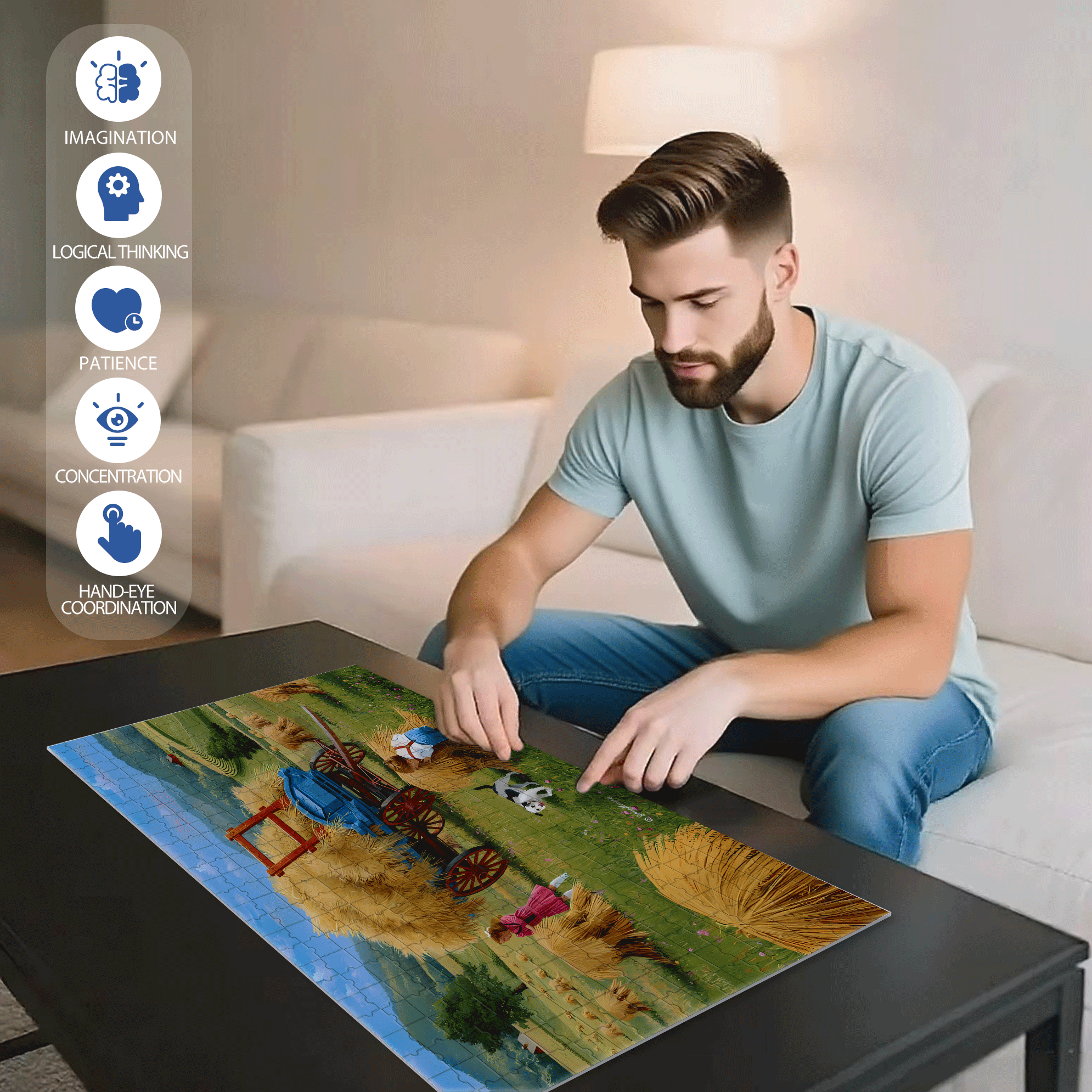 Hide and Seek 500pcs/1000pcs Jigsaw Puzzle, Scratch-Resistant, Interactive Family Game & Brain-Boosting DIY Decor, Perfect for Halloween, Christmas & New Year Gifts, Family Puzzle Game