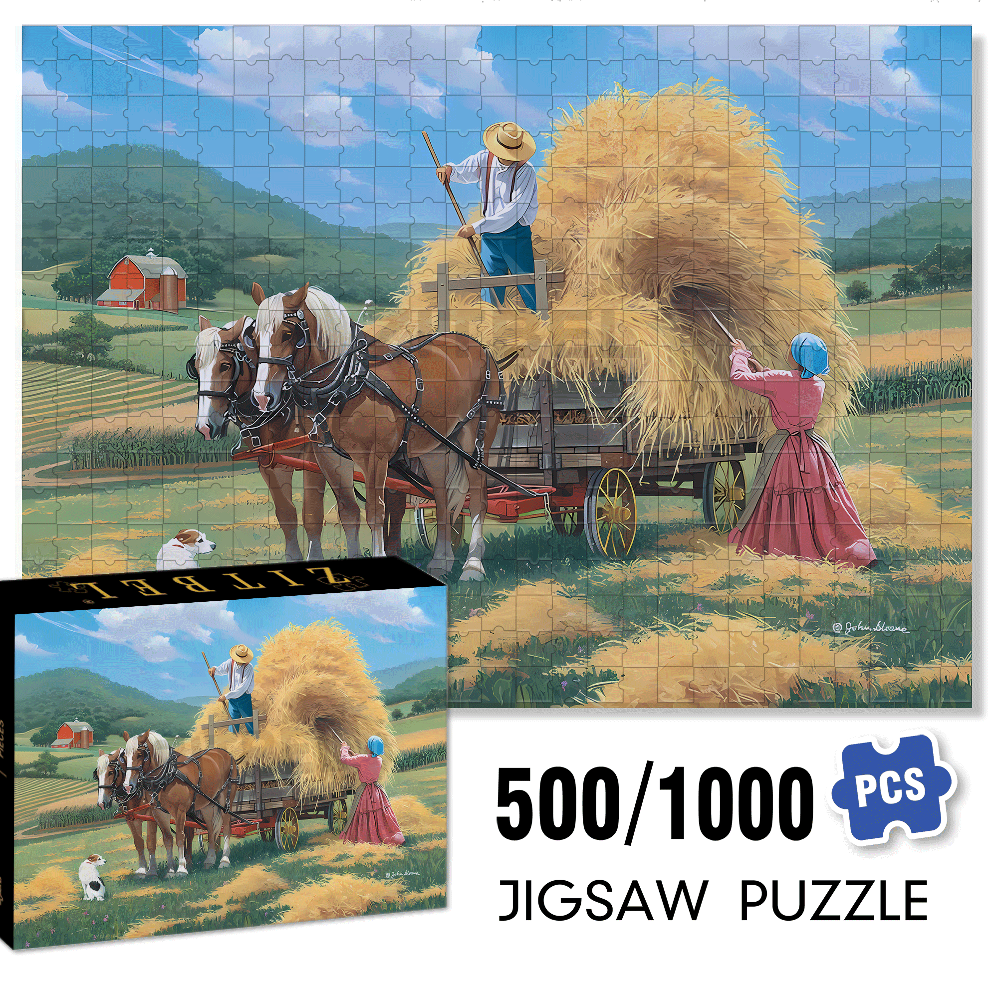 High Noon 500pcs/1000pcs Jigsaw Puzzle, Scratch-Resistant, Interactive Family Game & Brain-Boosting DIY Decor, Perfect for Halloween, Christmas & New Year Gifts, Family Puzzle Game