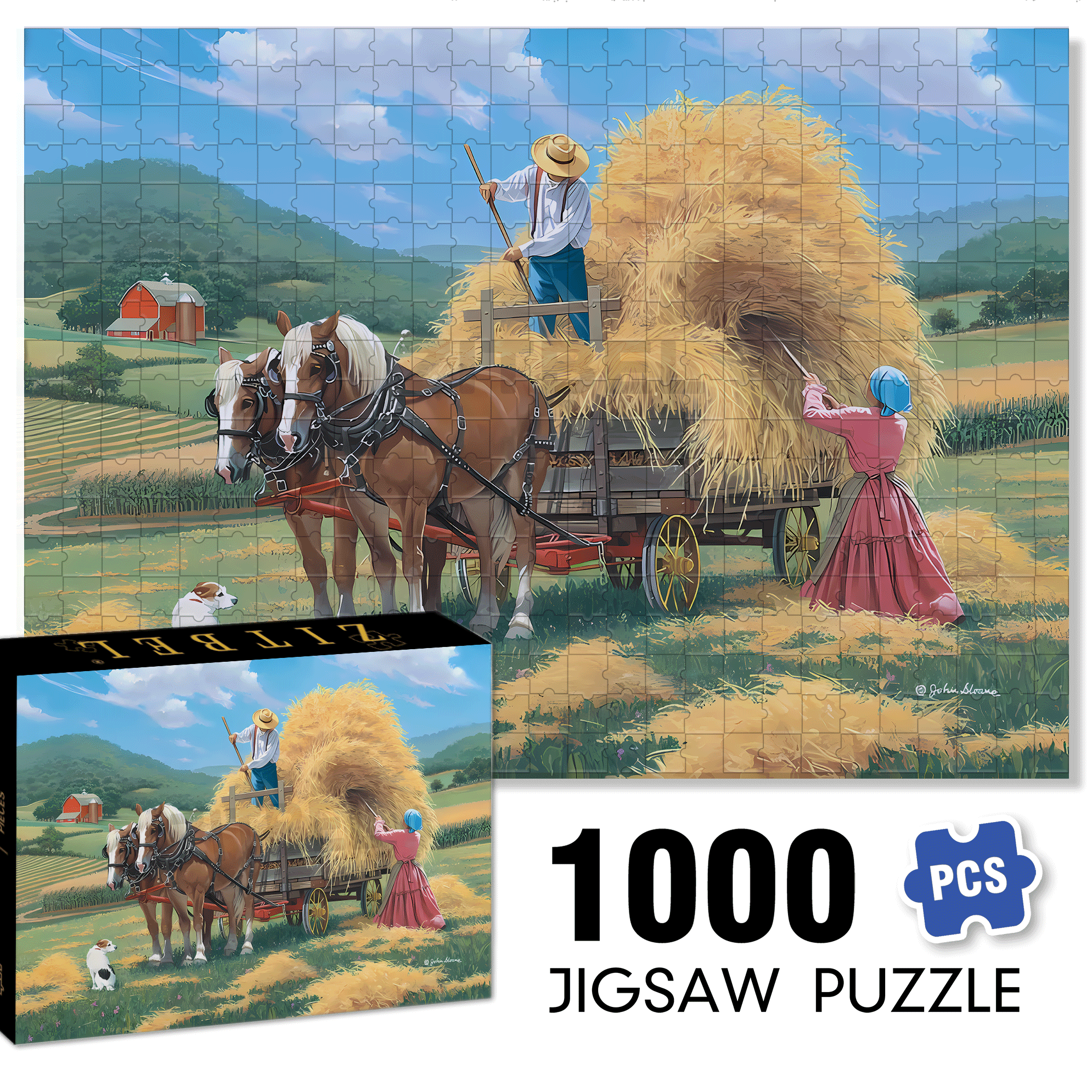 High Noon 500pcs/1000pcs Jigsaw Puzzle, Scratch-Resistant, Interactive Family Game & Brain-Boosting DIY Decor, Perfect for Halloween, Christmas & New Year Gifts, Family Puzzle Game