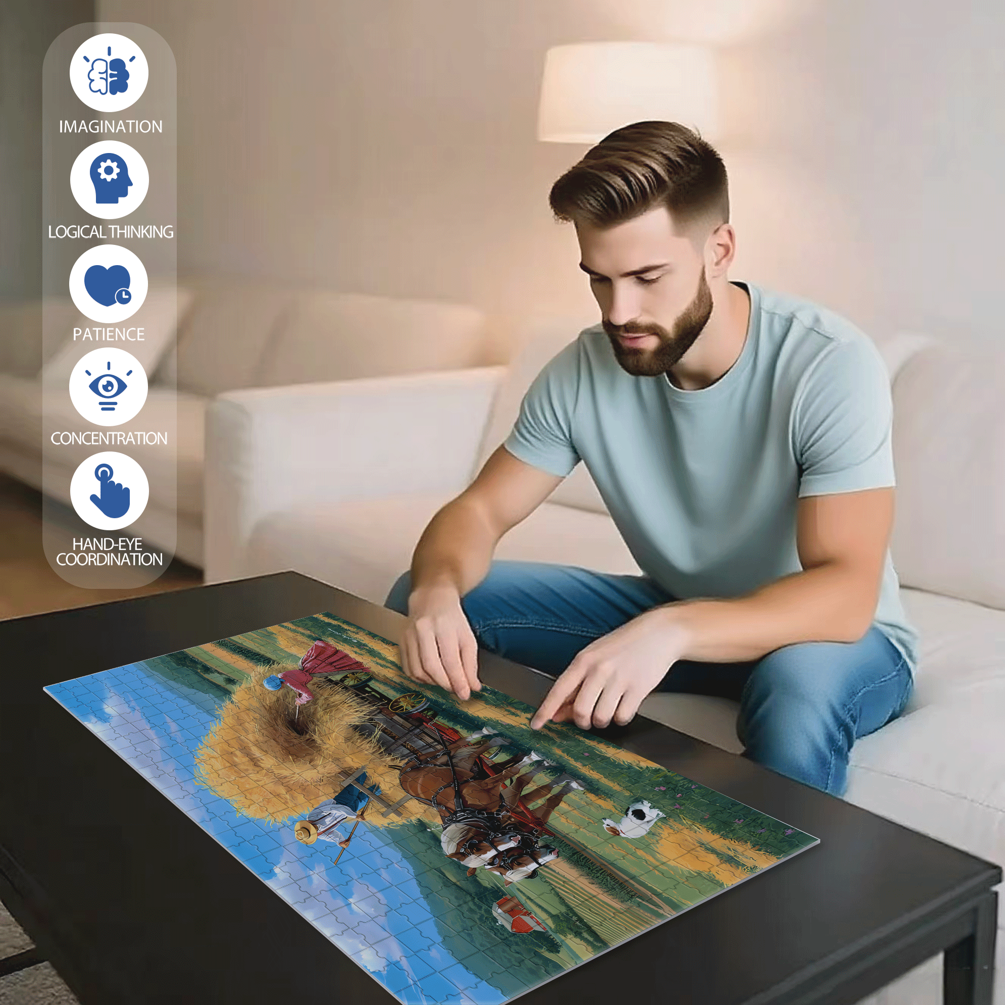 High Noon 500pcs/1000pcs Jigsaw Puzzle, Scratch-Resistant, Interactive Family Game & Brain-Boosting DIY Decor, Perfect for Halloween, Christmas & New Year Gifts, Family Puzzle Game