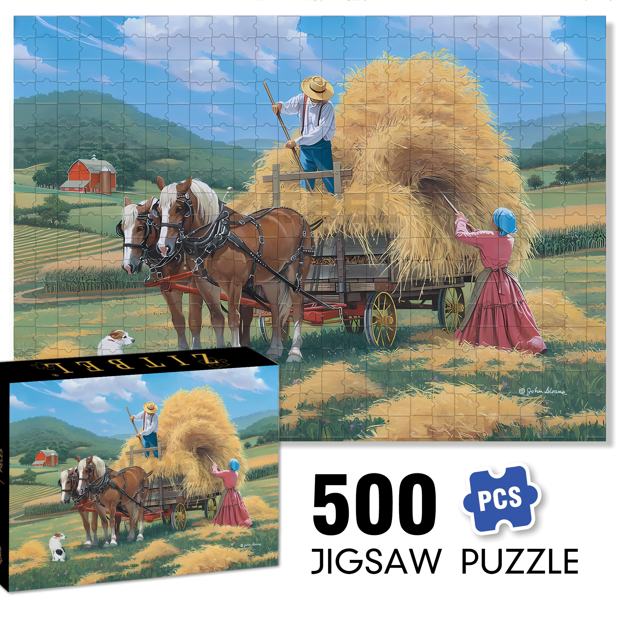 High Noon 500pcs/1000pcs Jigsaw Puzzle, Scratch-Resistant, Interactive Family Game & Brain-Boosting DIY Decor, Perfect for Halloween, Christmas & New Year Gifts, Family Puzzle Game