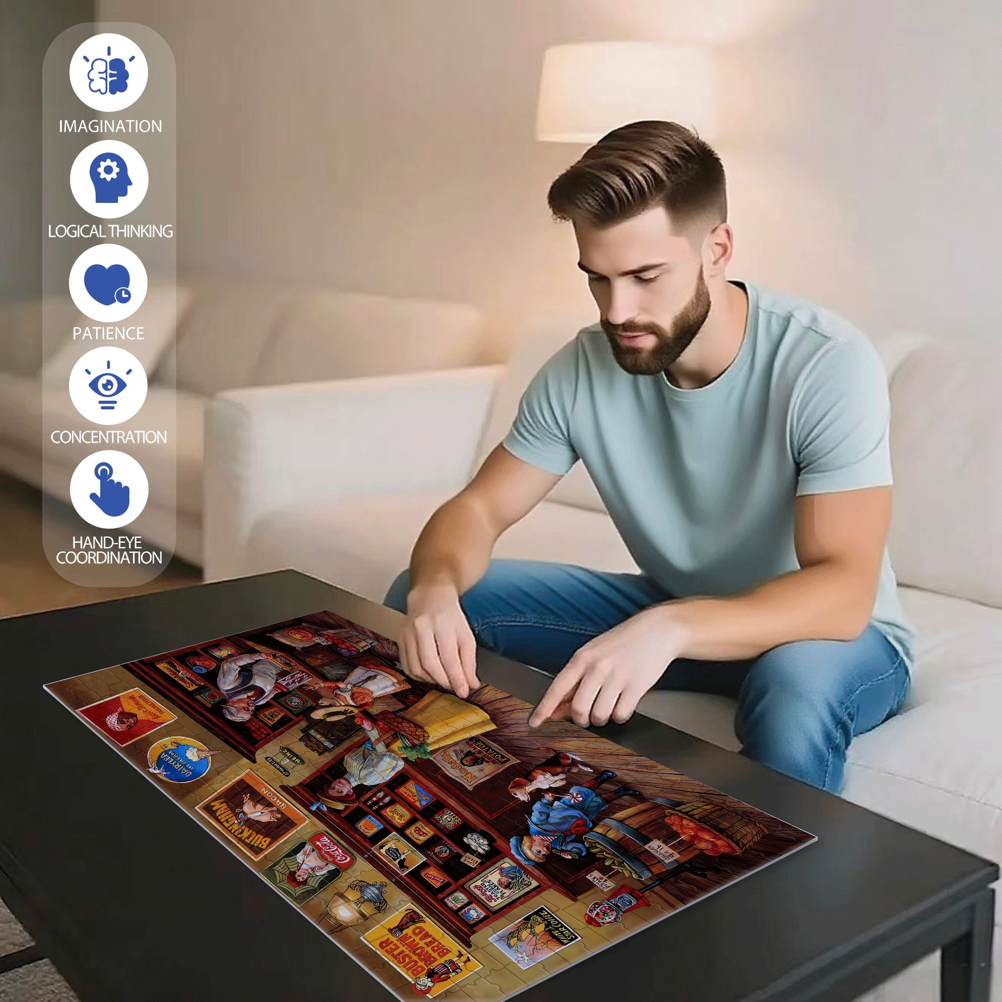 I'll Take Two 500pcs/1000pcs Jigsaw Puzzle, Scratch-Resistant, Interactive Family Game & Brain-Boosting DIY Decor, Perfect for Halloween, Christmas & New Year Gifts, Family Puzzle Game