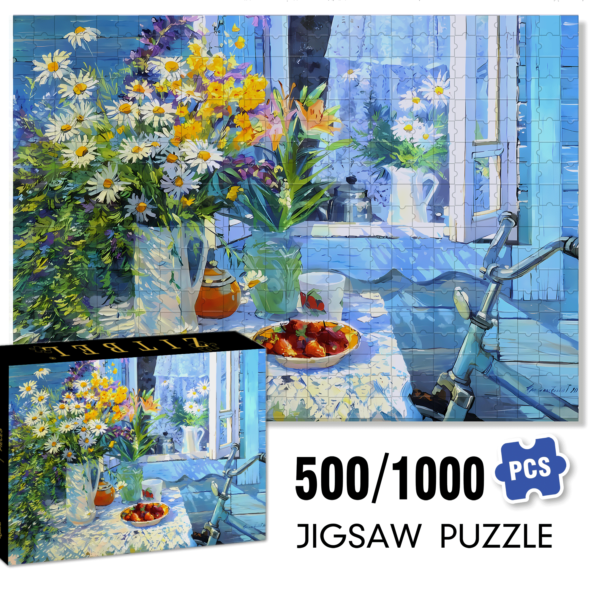 Isabella's Bicycle 500pcs/1000pcs Jigsaw Puzzle, Scratch-Resistant, Interactive Family Game & Brain-Boosting DIY Decor, Perfect for Halloween, Christmas & New Year Gifts, Family Puzzle Game