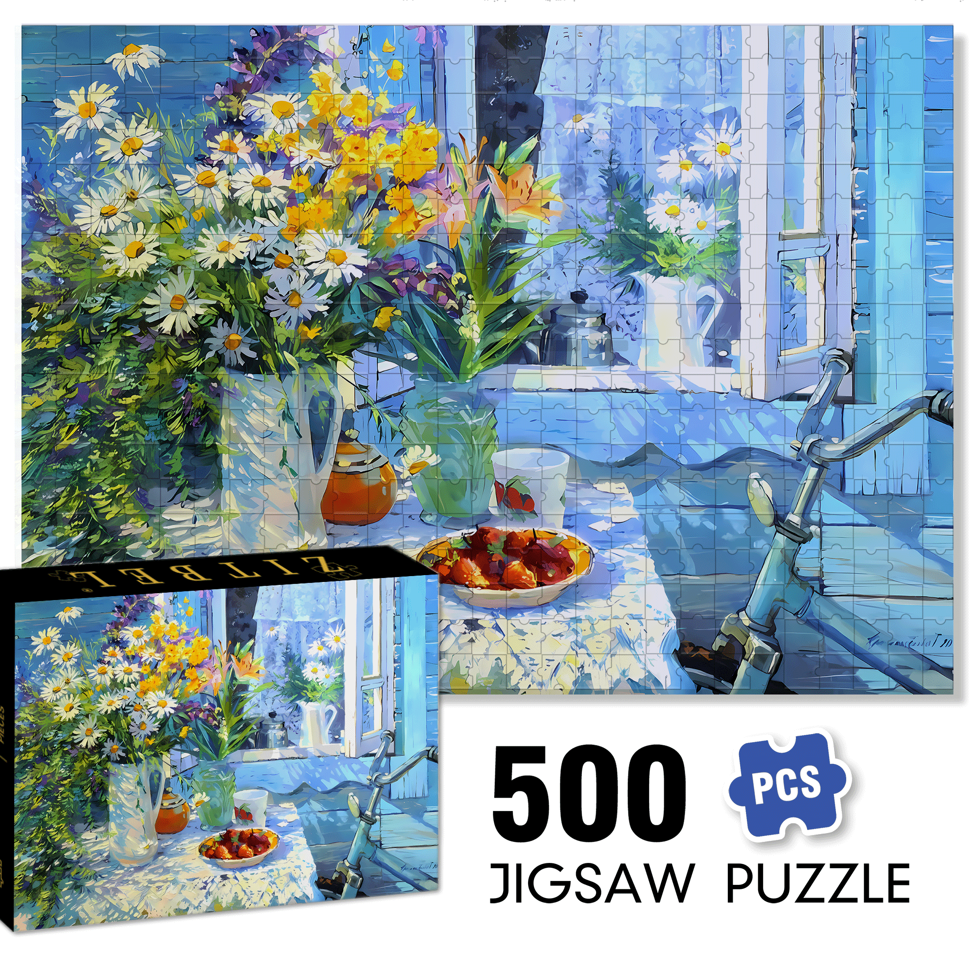 Isabella's Bicycle 500pcs/1000pcs Jigsaw Puzzle, Scratch-Resistant, Interactive Family Game & Brain-Boosting DIY Decor, Perfect for Halloween, Christmas & New Year Gifts, Family Puzzle Game