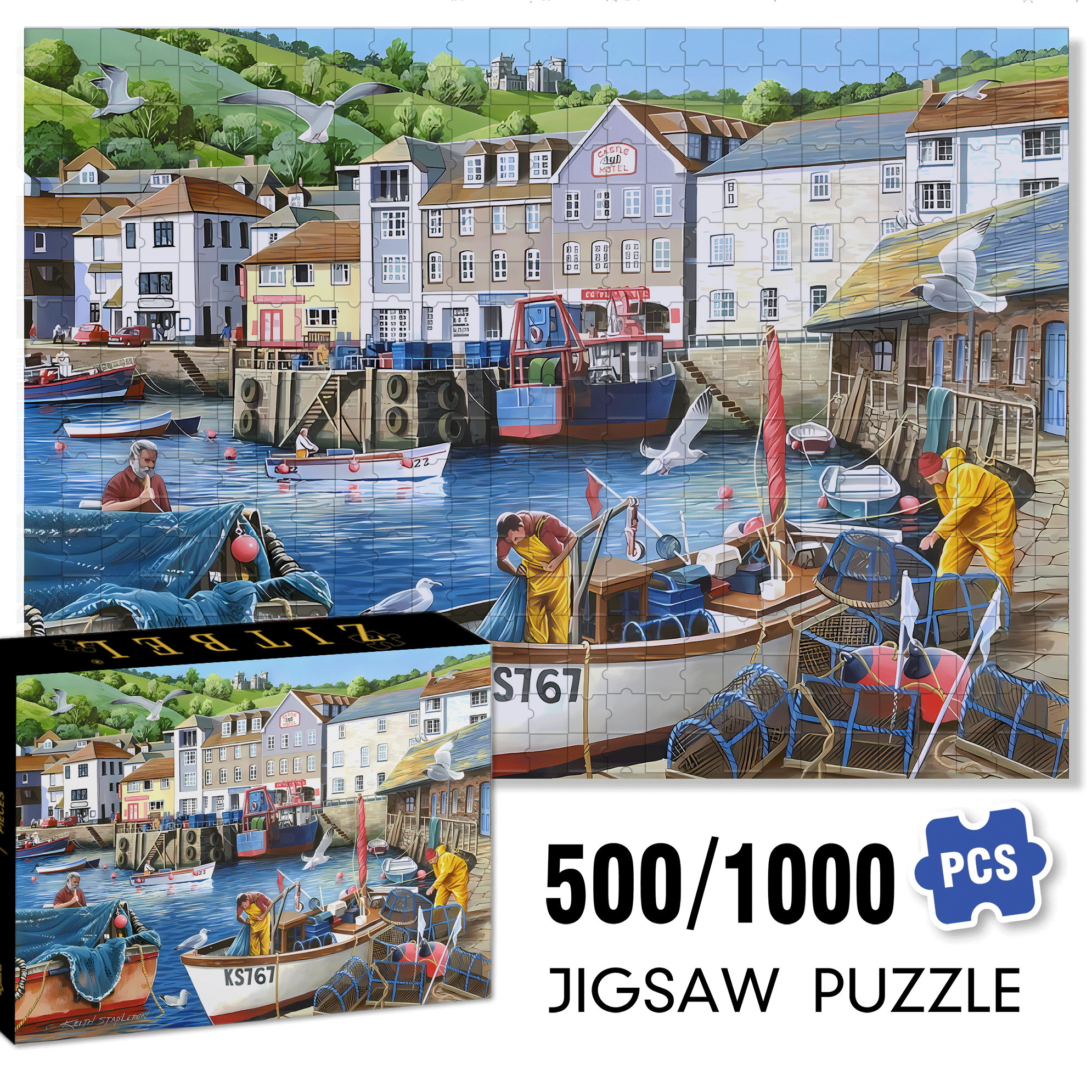 KS767 500pcs/1000pcs Jigsaw Puzzle, Scratch-Resistant, Interactive Family Game & Brain-Boosting DIY Decor, Perfect for Halloween, Christmas & New Year Gifts, Family Puzzle Game
