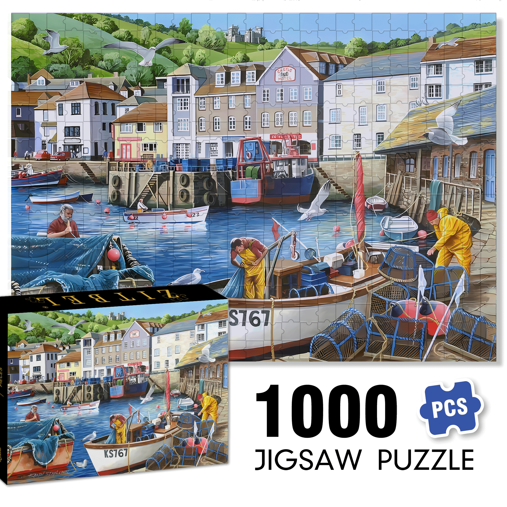 KS767 500pcs/1000pcs Jigsaw Puzzle, Scratch-Resistant, Interactive Family Game & Brain-Boosting DIY Decor, Perfect for Halloween, Christmas & New Year Gifts, Family Puzzle Game