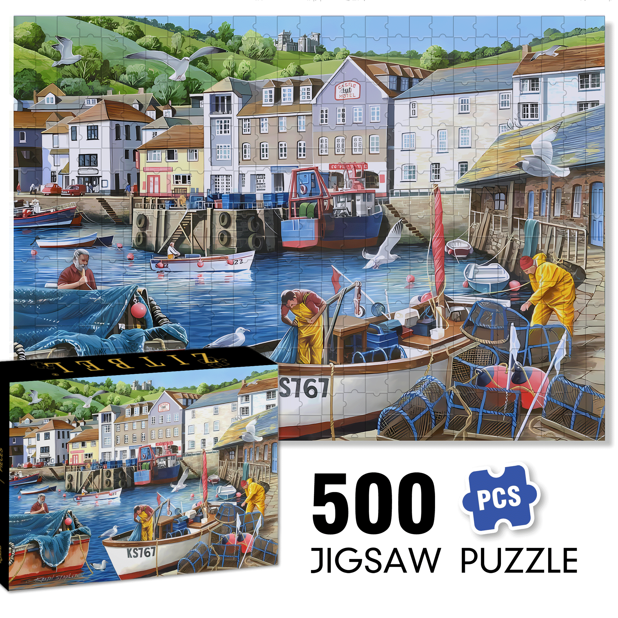 KS767 500pcs/1000pcs Jigsaw Puzzle, Scratch-Resistant, Interactive Family Game & Brain-Boosting DIY Decor, Perfect for Halloween, Christmas & New Year Gifts, Family Puzzle Game