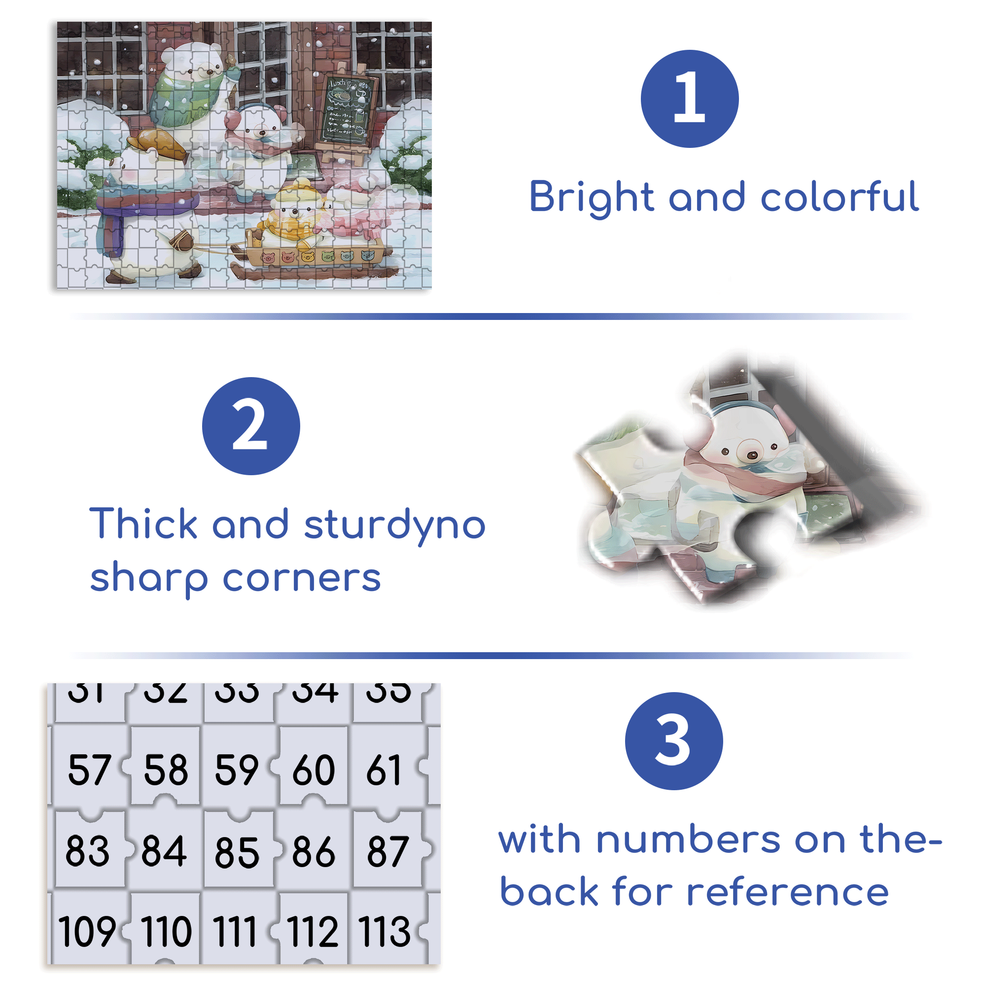 Little Bear And The Sled 500pcs/1000pcs Jigsaw Puzzle, Scratch-Resistant, Interactive Family Game & Brain-Boosting DIY Decor, Perfect for Halloween, Christmas & New Year Gifts, Family Puzzle Game