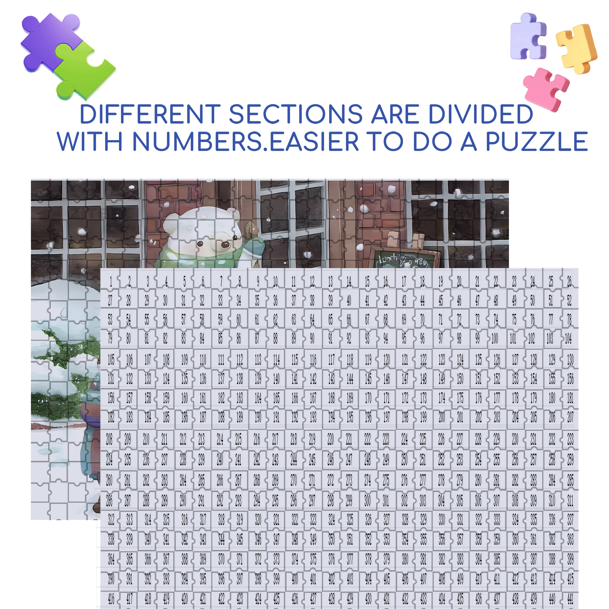 Little Bear And The Sled 500pcs/1000pcs Jigsaw Puzzle, Scratch-Resistant, Interactive Family Game & Brain-Boosting DIY Decor, Perfect for Halloween, Christmas & New Year Gifts, Family Puzzle Game