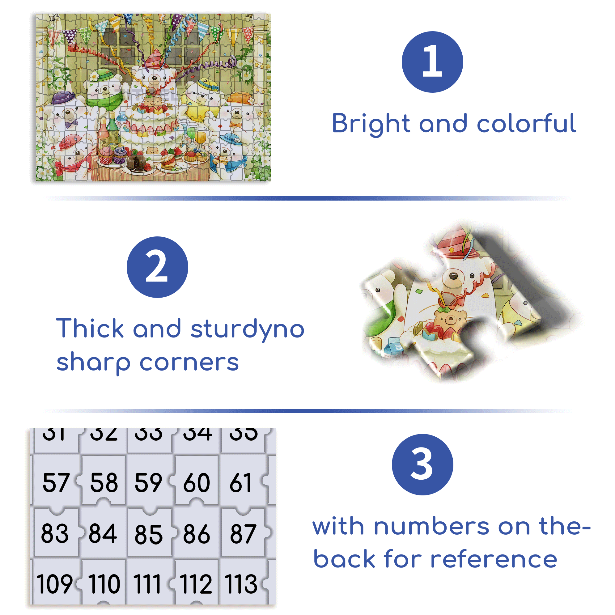 Little Bear's Birthday Party 500pcs/1000pcs Jigsaw Puzzle, Scratch-Resistant, Interactive Family Game & Brain-Boosting DIY Decor, Perfect for Halloween, Christmas & New Year Gifts, Family Puzzle Game