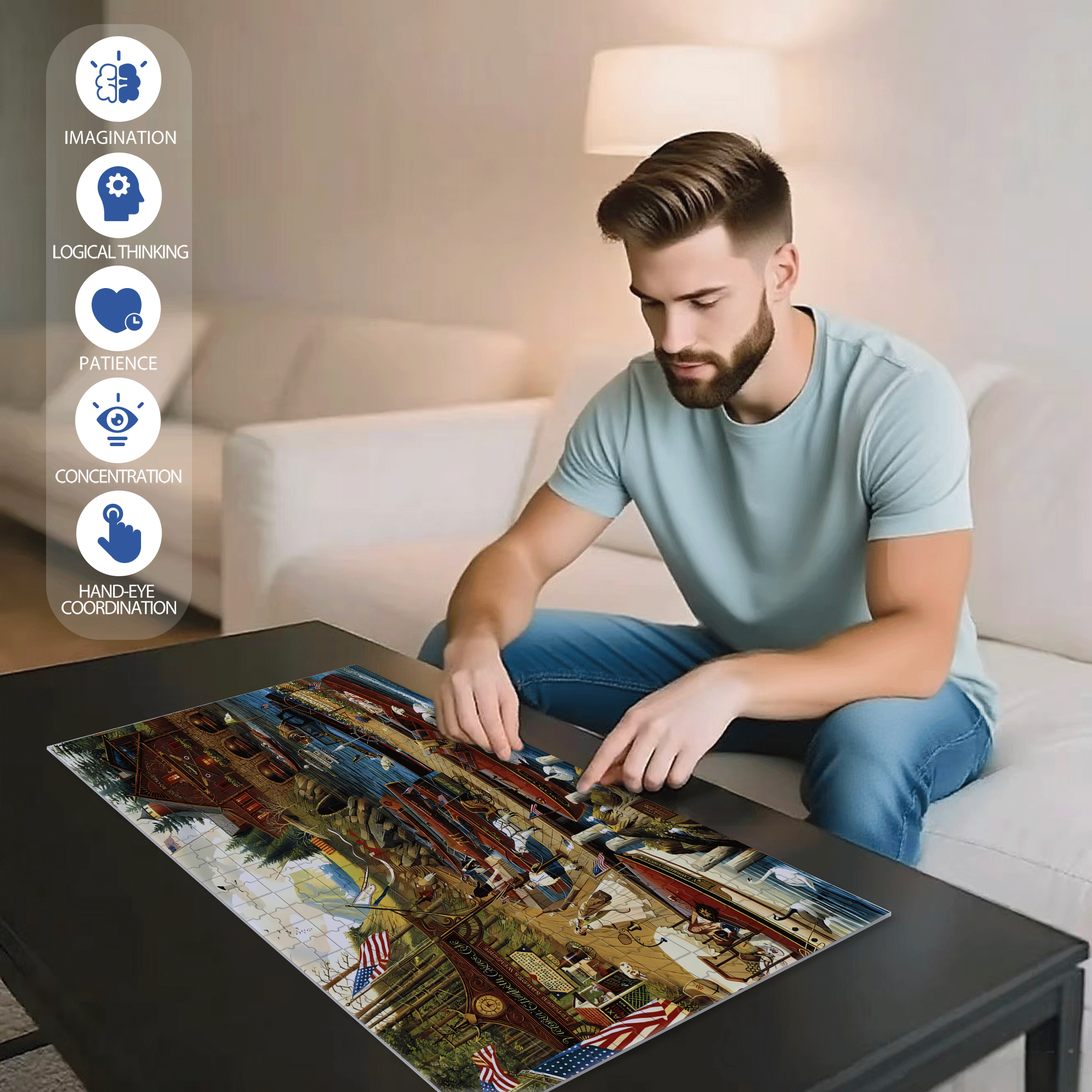 Lost In The Woodies 500pcs/1000pcs Jigsaw Puzzle, Scratch-Resistant, Interactive Family Game & Brain-Boosting DIY Decor, Perfect for Halloween, Christmas & New Year Gifts, Family Puzzle Game