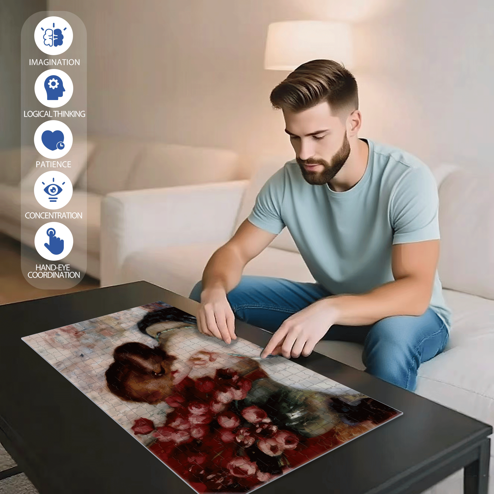 Lover's Back View 500pcs/1000pcs Jigsaw Puzzle, Scratch-Resistant, Interactive Family Game & Brain-Boosting DIY Decor, Perfect for Halloween, Christmas & New Year Gifts, Family Puzzle Game