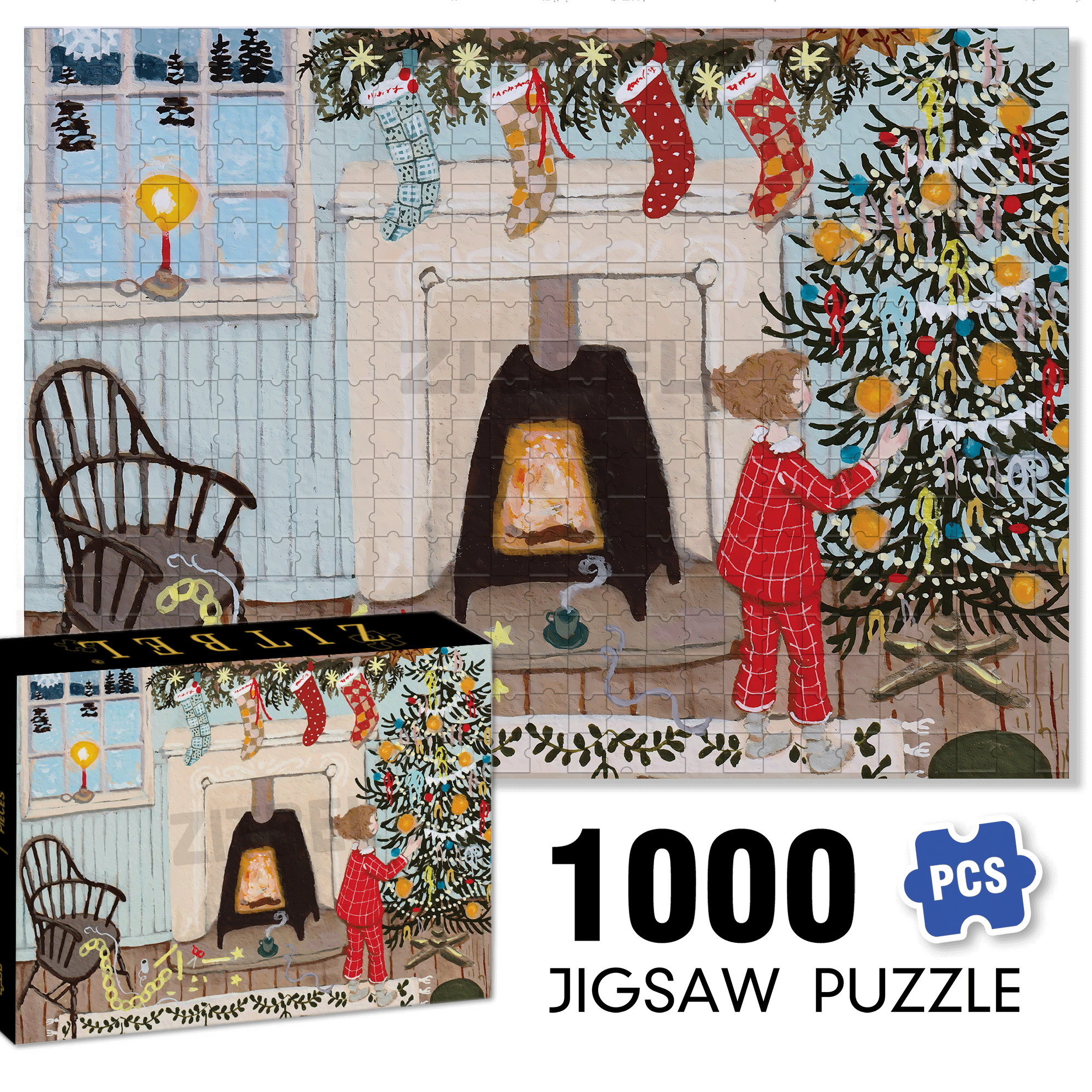 Merry and Bright 500pcs/1000pcs Jigsaw Puzzle, Scratch-Resistant, Interactive Family Game & Brain-Boosting DIY Decor, Perfect for Halloween, Christmas & New Year Gifts, Family Puzzle Game