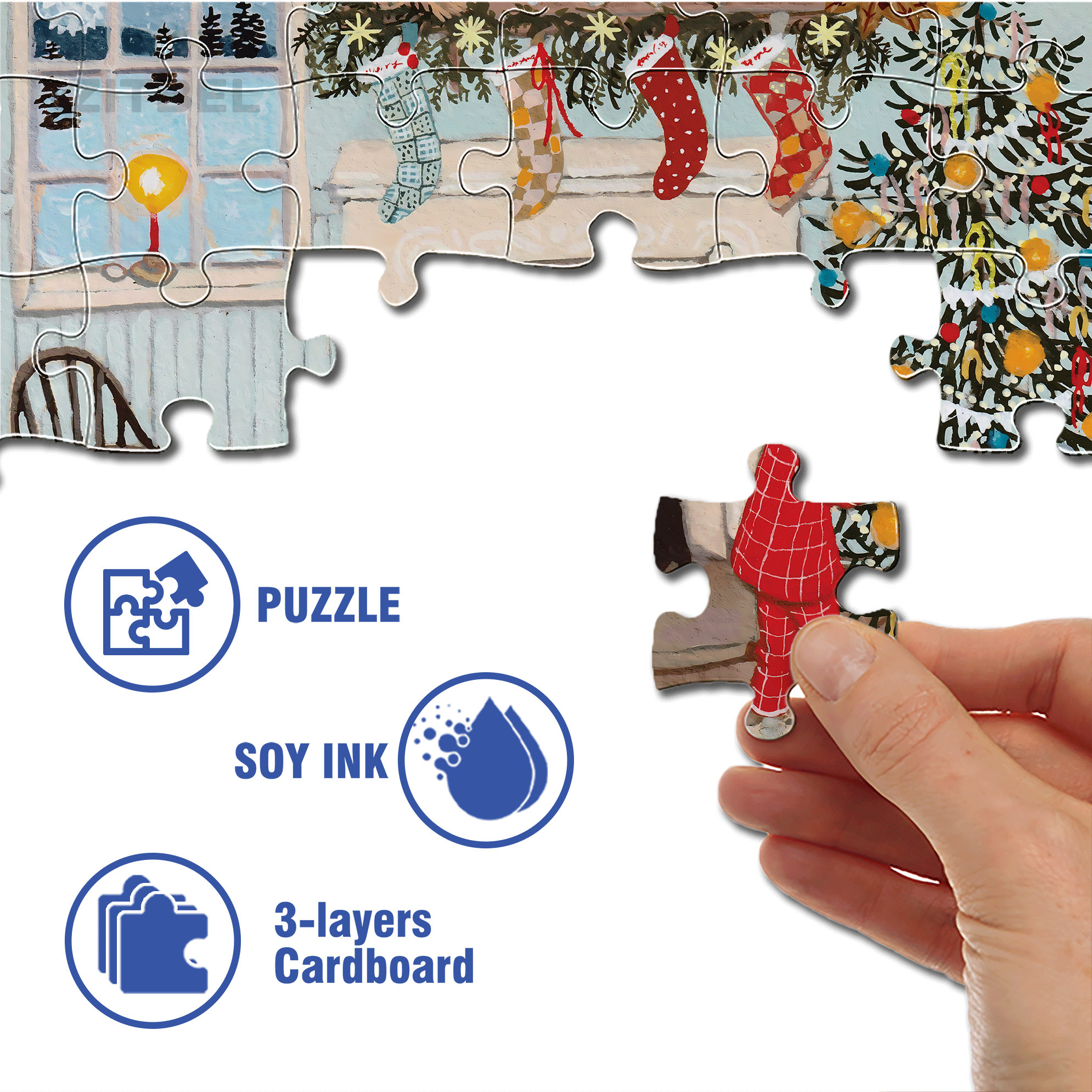 Merry and Bright 500pcs/1000pcs Jigsaw Puzzle, Scratch-Resistant, Interactive Family Game & Brain-Boosting DIY Decor, Perfect for Halloween, Christmas & New Year Gifts, Family Puzzle Game
