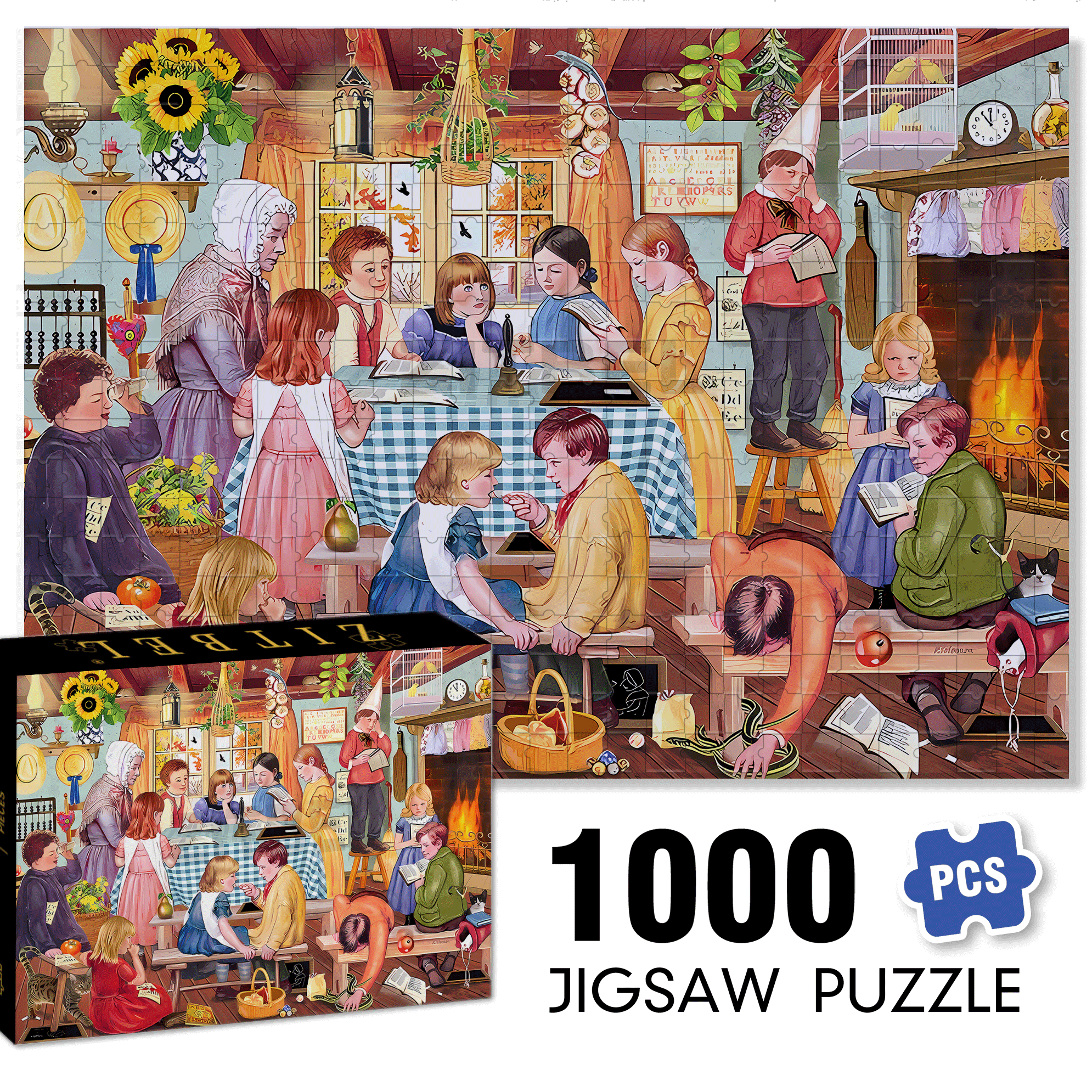 Miss Prinns Prairie School 500pcs/1000pcs Jigsaw Puzzle, Scratch-Resistant, Interactive Family Game & Brain-Boosting DIY Decor, Perfect for Halloween, Christmas & New Year Gifts, Family Puzzle Game