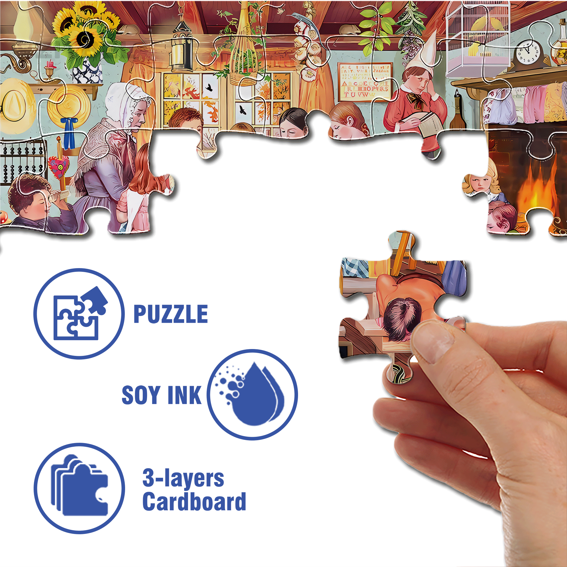 Miss Prinns Prairie School 500pcs/1000pcs Jigsaw Puzzle, Scratch-Resistant, Interactive Family Game & Brain-Boosting DIY Decor, Perfect for Halloween, Christmas & New Year Gifts, Family Puzzle Game