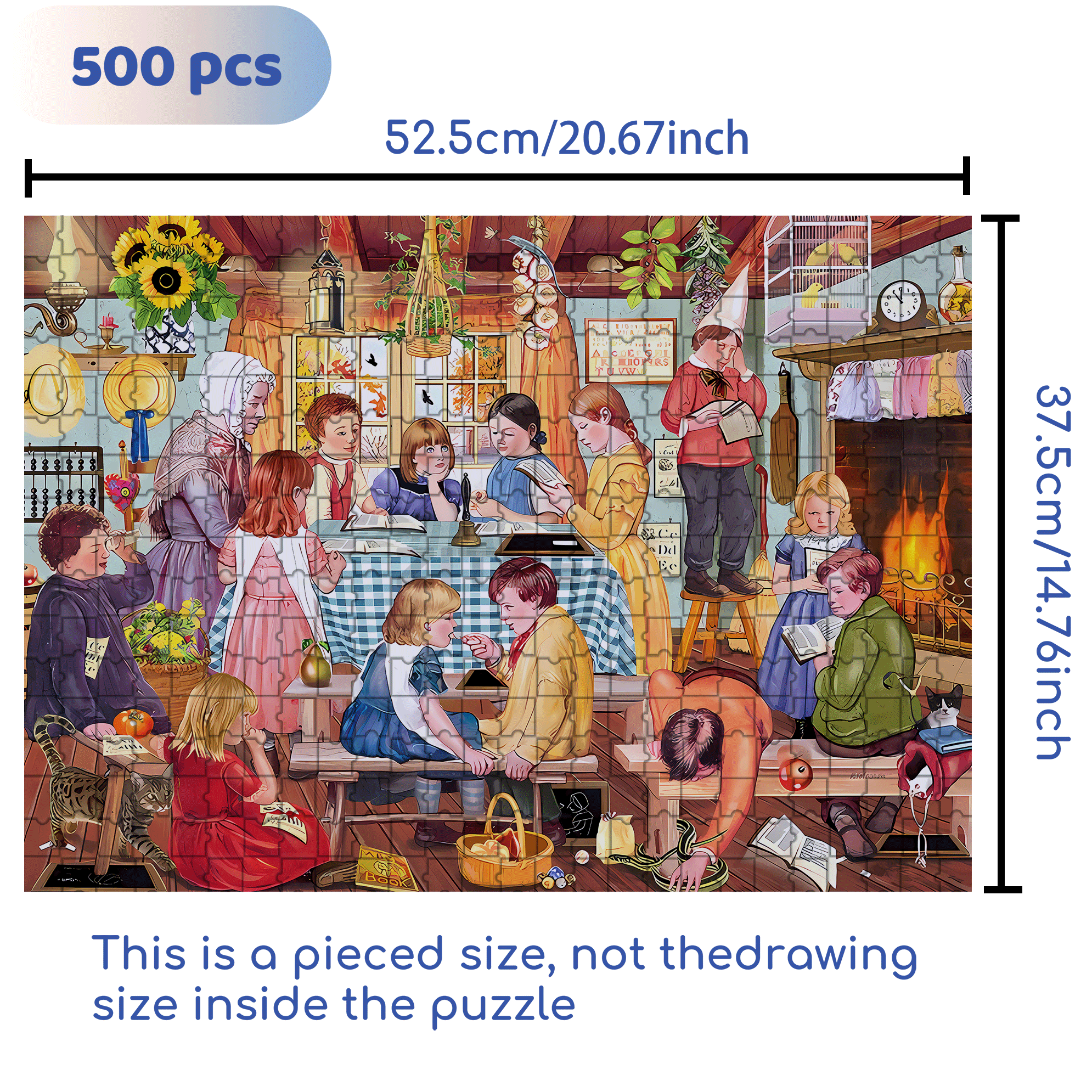 Miss Prinns Prairie School 500pcs/1000pcs Jigsaw Puzzle, Scratch-Resistant, Interactive Family Game & Brain-Boosting DIY Decor, Perfect for Halloween, Christmas & New Year Gifts, Family Puzzle Game