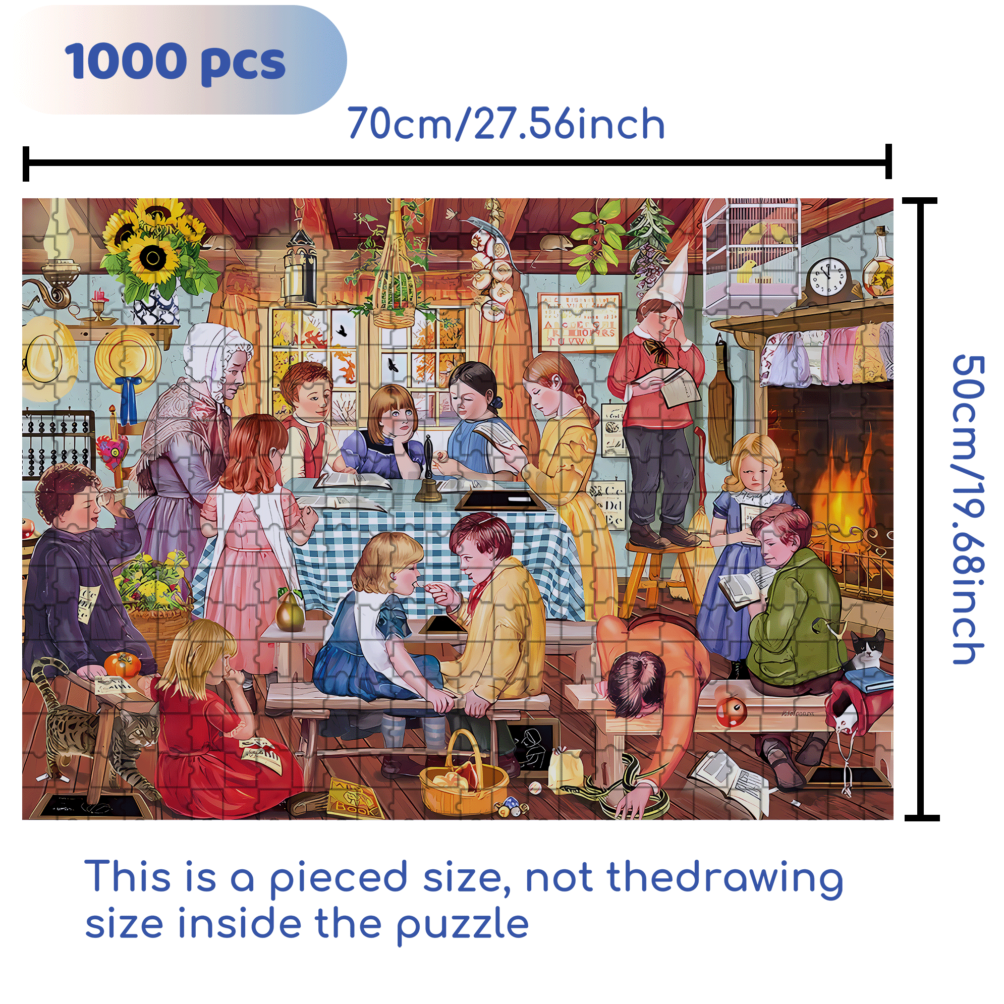 Miss Prinns Prairie School 500pcs/1000pcs Jigsaw Puzzle, Scratch-Resistant, Interactive Family Game & Brain-Boosting DIY Decor, Perfect for Halloween, Christmas & New Year Gifts, Family Puzzle Game
