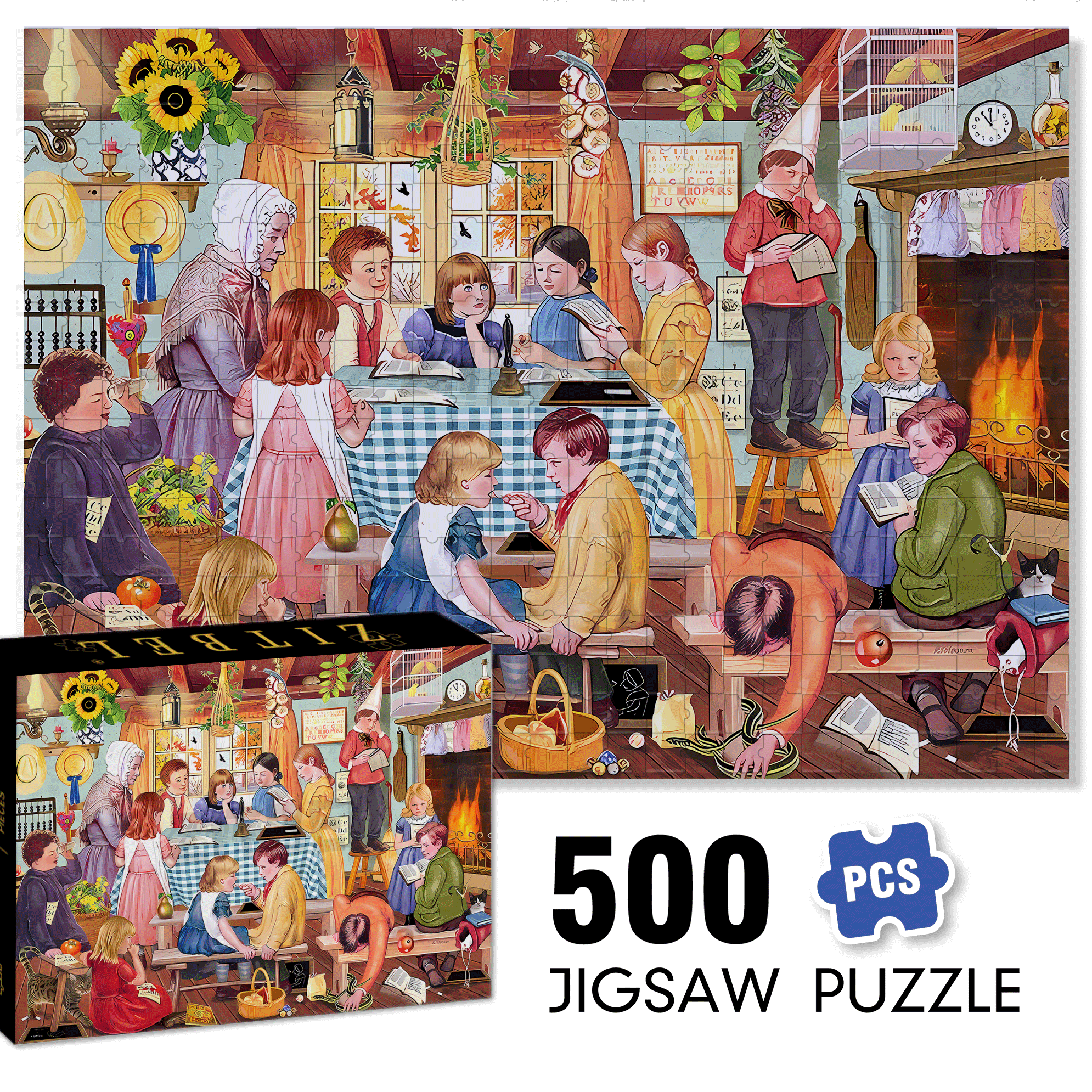 Miss Prinns Prairie School 500pcs/1000pcs Jigsaw Puzzle, Scratch-Resistant, Interactive Family Game & Brain-Boosting DIY Decor, Perfect for Halloween, Christmas & New Year Gifts, Family Puzzle Game