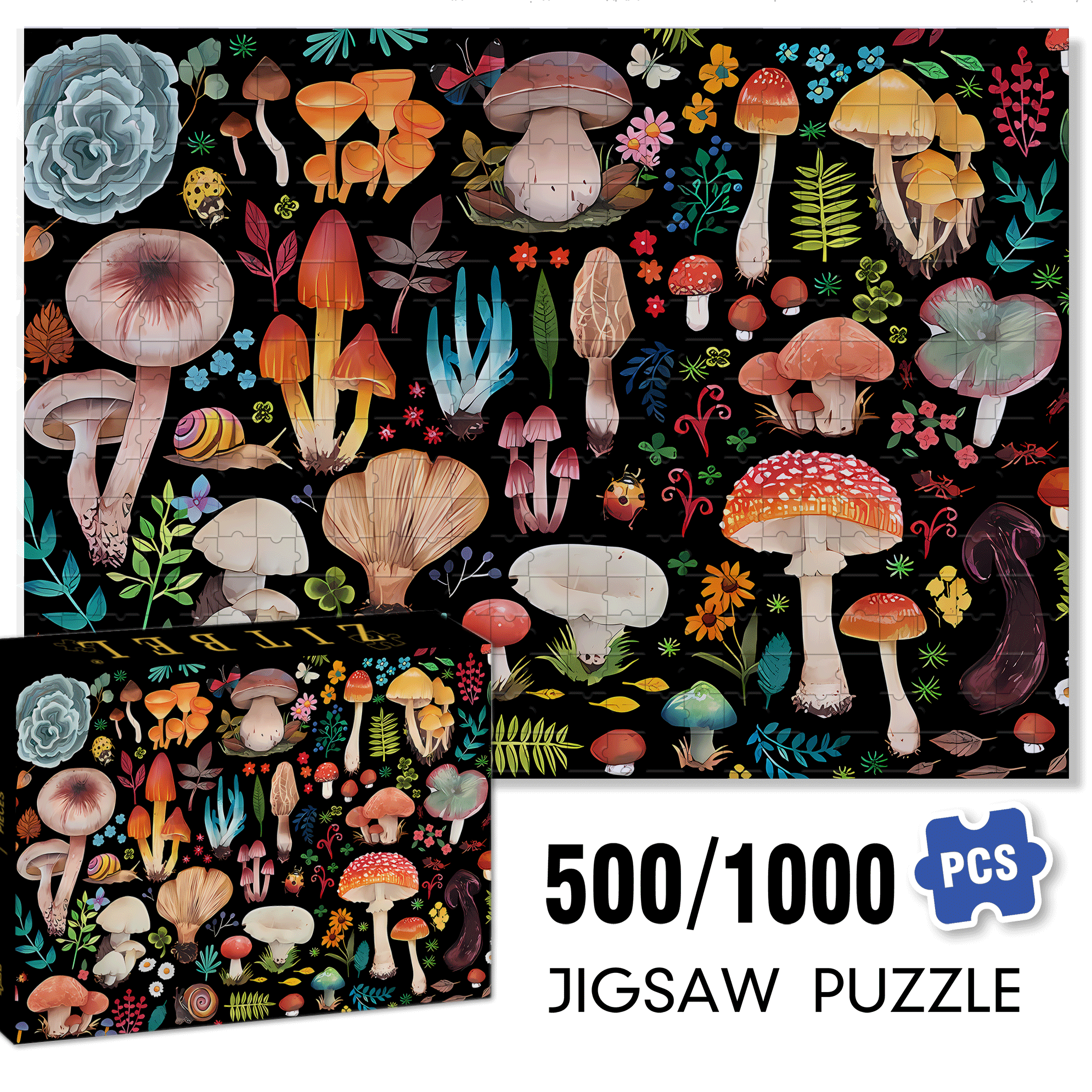 Mushroom House 2 500pcs/1000pcs Jigsaw Puzzle, Scratch-Resistant, Interactive Family Game & Brain-Boosting DIY Decor, Perfect for Halloween, Christmas & New Year Gifts, Family Puzzle Game