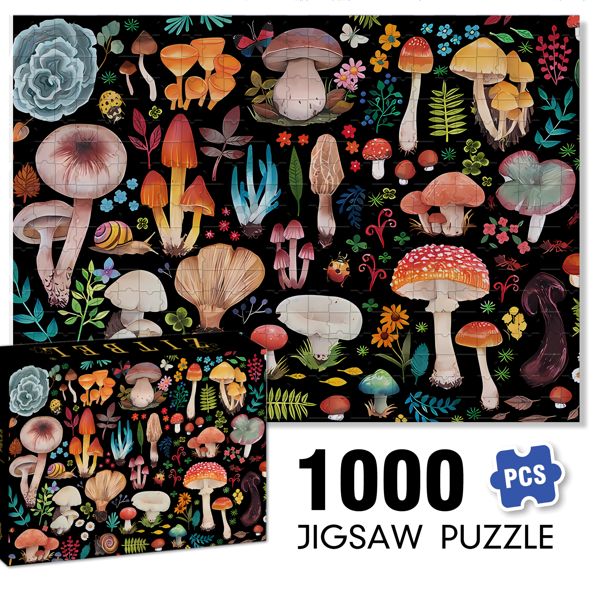 Mushroom House 2 500pcs/1000pcs Jigsaw Puzzle, Scratch-Resistant, Interactive Family Game & Brain-Boosting DIY Decor, Perfect for Halloween, Christmas & New Year Gifts, Family Puzzle Game