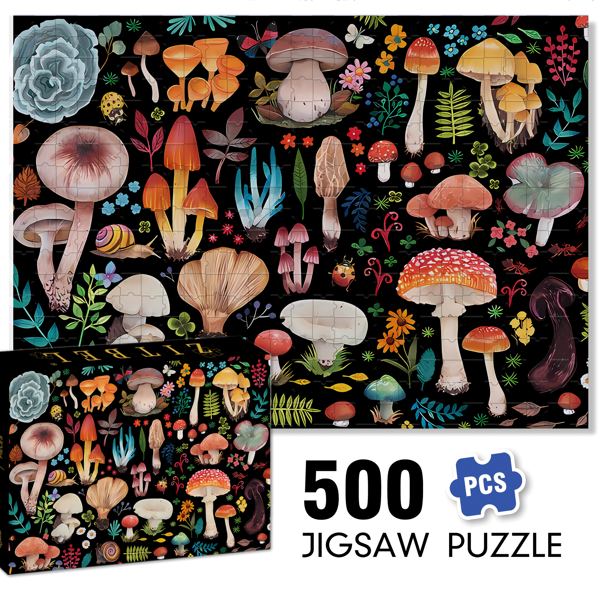 Mushroom House 2 500pcs/1000pcs Jigsaw Puzzle, Scratch-Resistant, Interactive Family Game & Brain-Boosting DIY Decor, Perfect for Halloween, Christmas & New Year Gifts, Family Puzzle Game