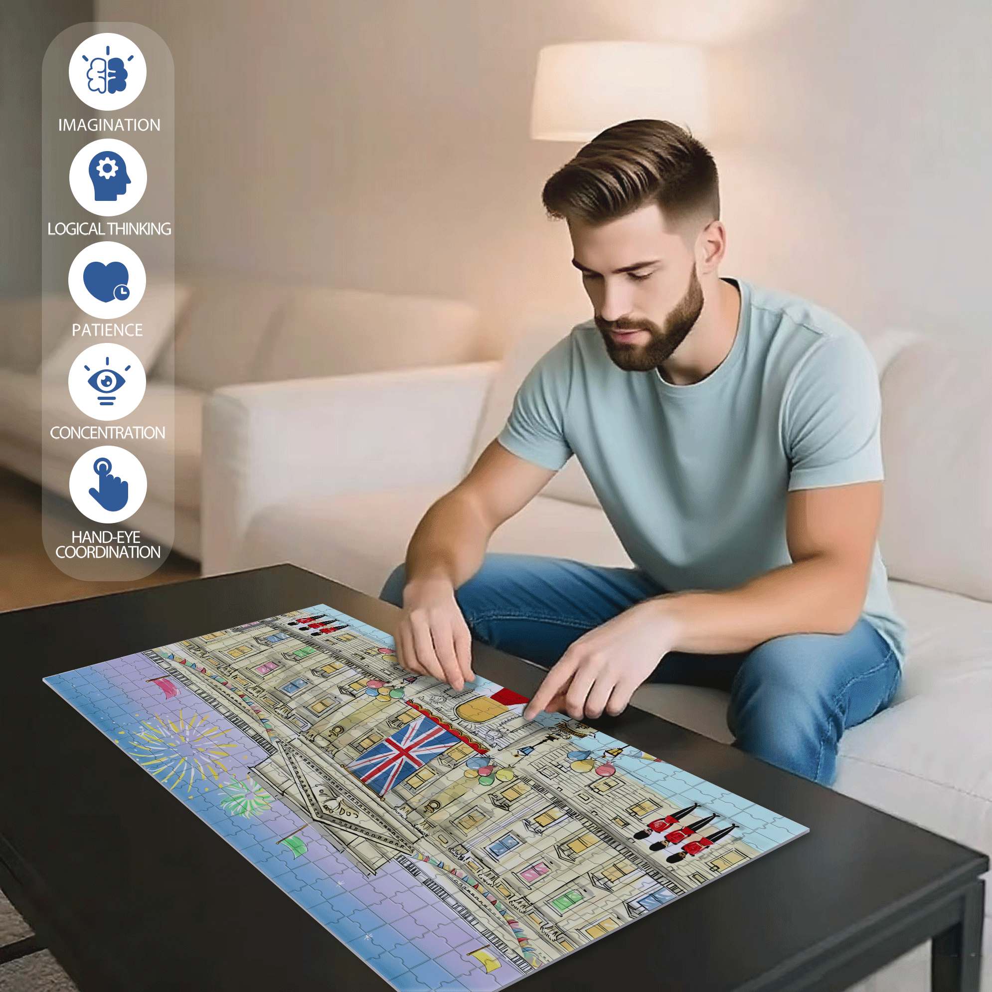 National Day 500pcs/1000pcs Jigsaw Puzzle, Scratch-Resistant, Interactive Family Game & Brain-Boosting DIY Decor, Perfect for Halloween, Christmas & New Year Gifts, Family Puzzle Game