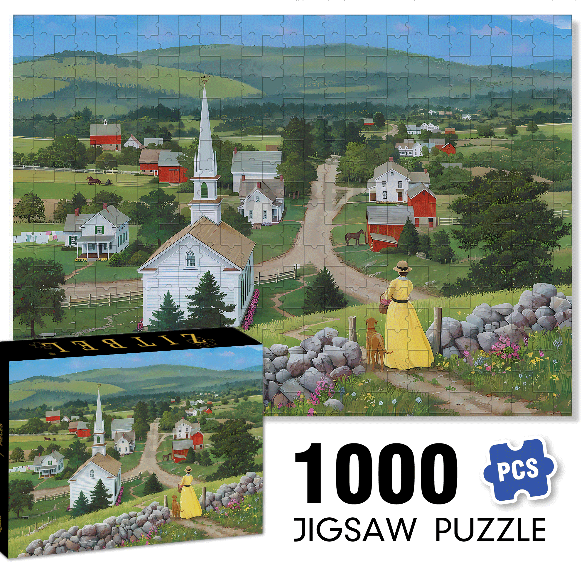 Our Town 500pcs/1000pcs Jigsaw Puzzle, Scratch-Resistant, Interactive Family Game & Brain-Boosting DIY Decor, Perfect for Halloween, Christmas & New Year Gifts, Family Puzzle Game