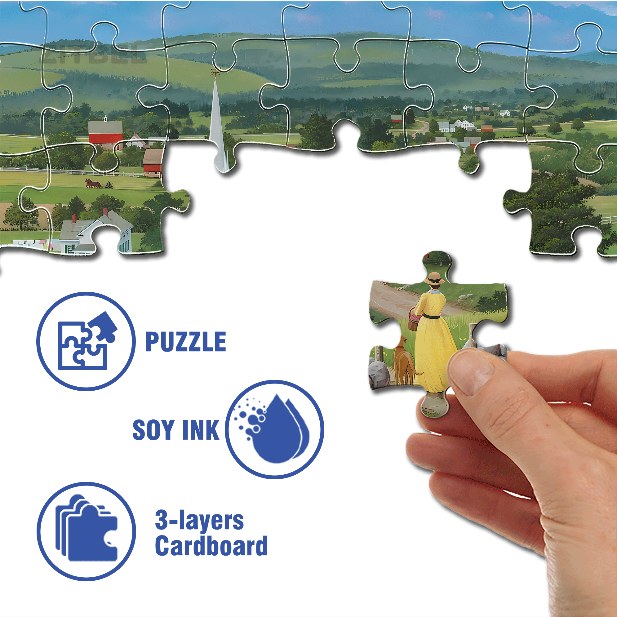 Our Town 500pcs/1000pcs Jigsaw Puzzle, Scratch-Resistant, Interactive Family Game & Brain-Boosting DIY Decor, Perfect for Halloween, Christmas & New Year Gifts, Family Puzzle Game