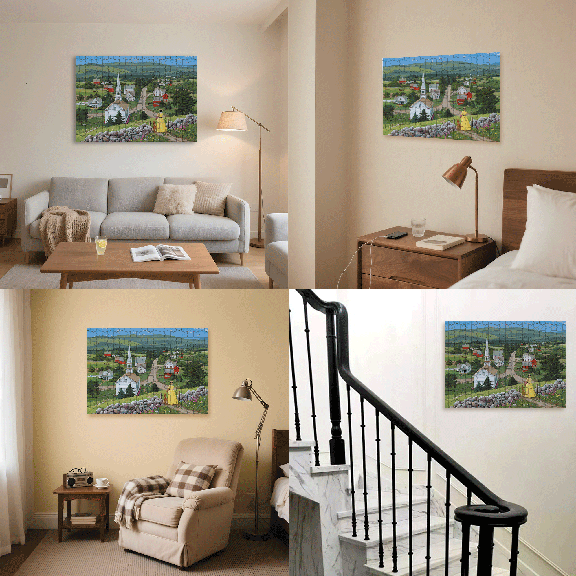 Our Town 500pcs/1000pcs Jigsaw Puzzle, Scratch-Resistant, Interactive Family Game & Brain-Boosting DIY Decor, Perfect for Halloween, Christmas & New Year Gifts, Family Puzzle Game