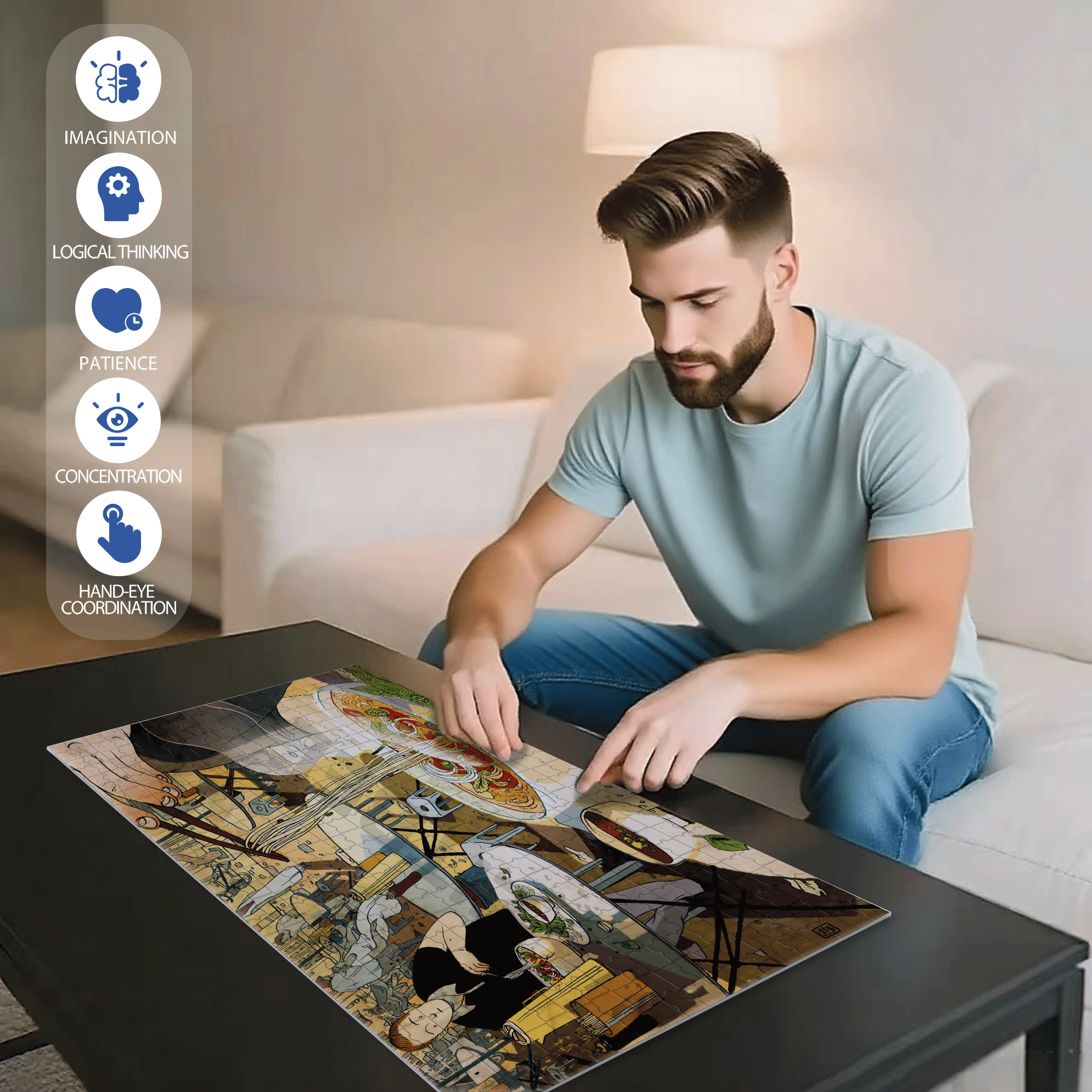 PHO 500pcs/1000pcs Jigsaw Puzzle, Scratch-Resistant, Interactive Family Game & Brain-Boosting DIY Decor, Perfect for Halloween, Christmas & New Year Gifts, Family Puzzle Game