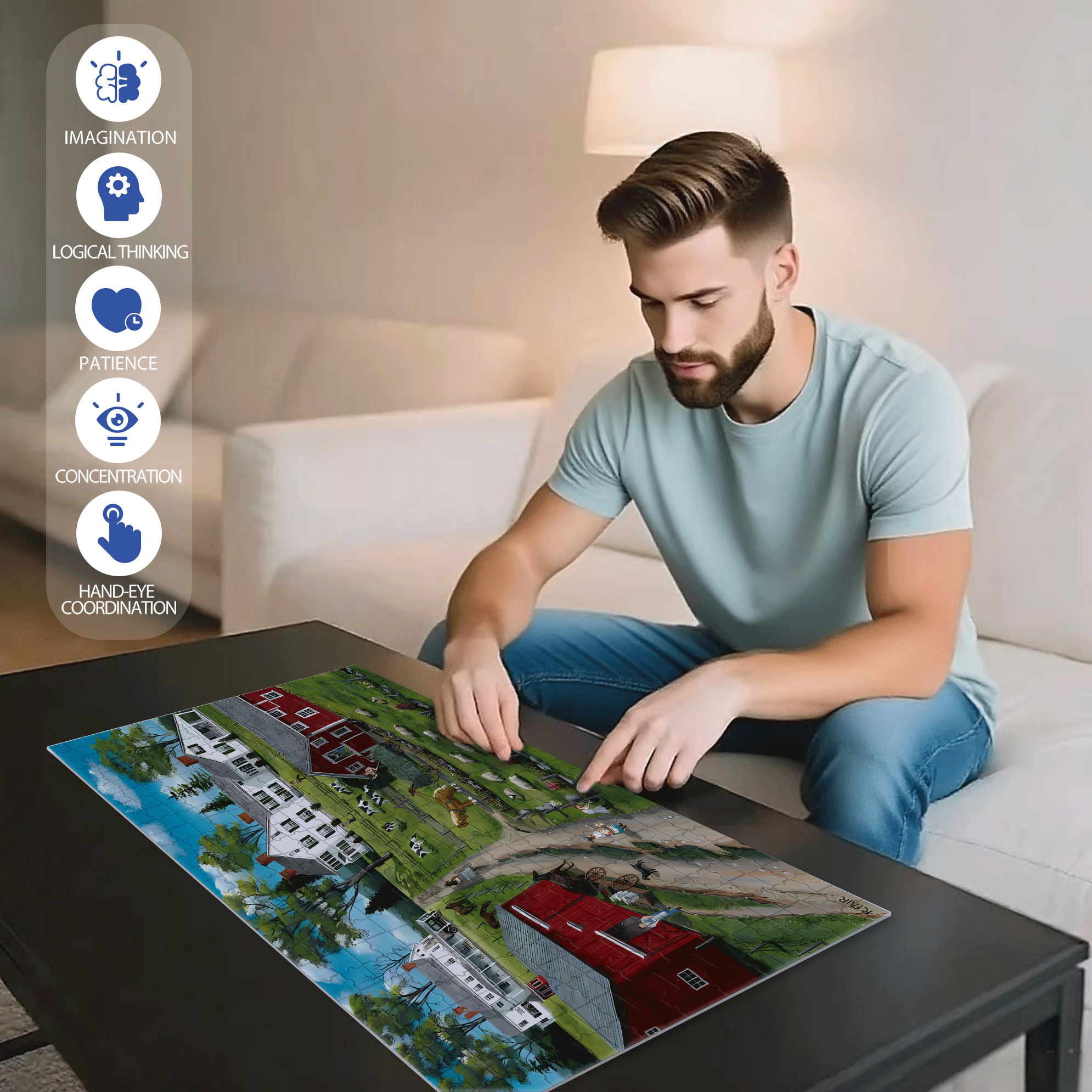 Picking Flowers 2 500pcs/1000pcs Jigsaw Puzzle, Scratch-Resistant, Interactive Family Game & Brain-Boosting DIY Decor, Perfect for Halloween, Christmas & New Year Gifts, Family Puzzle Game