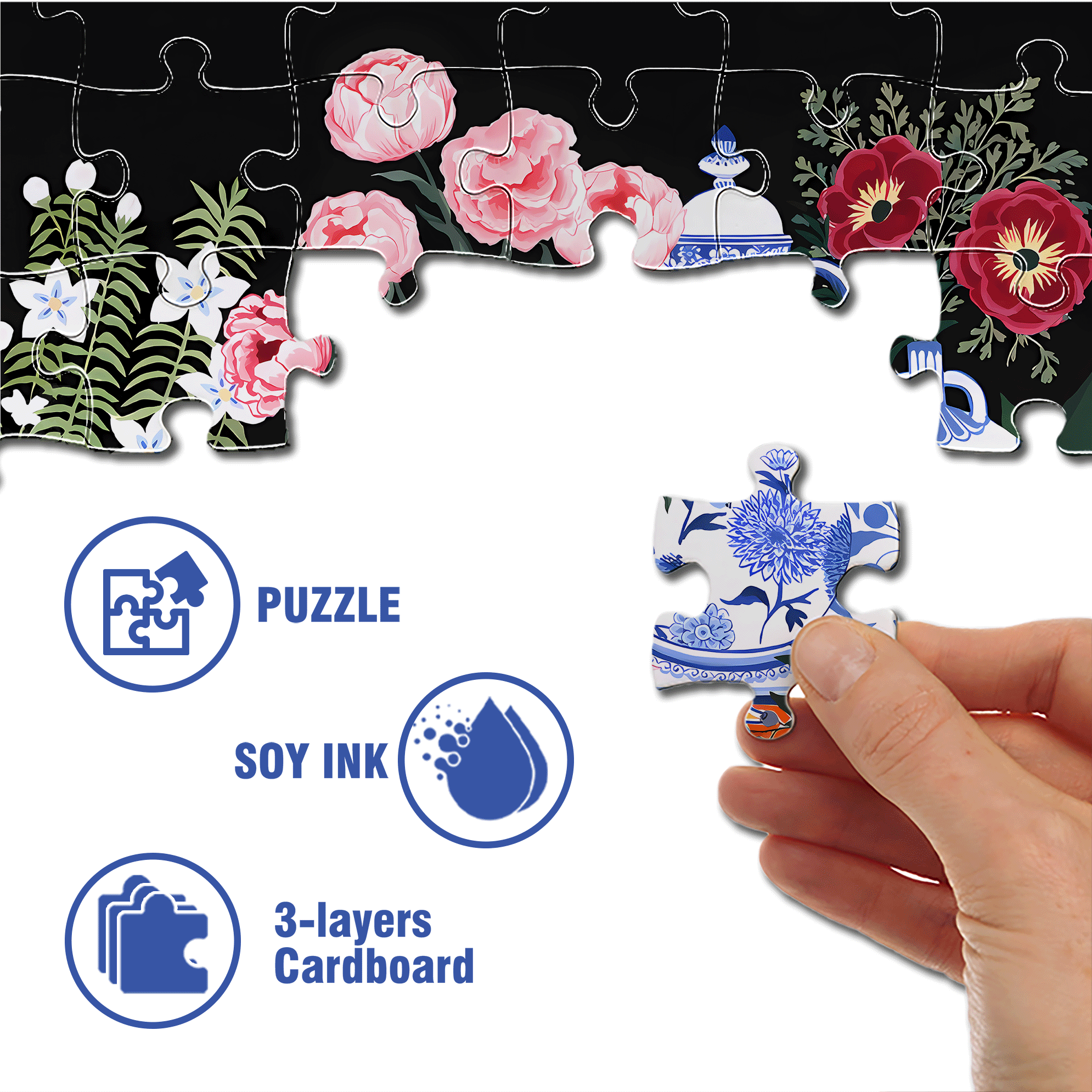Porcelaine 500pcs/1000pcs Jigsaw Puzzle, Scratch-Resistant, Interactive Family Game & Brain-Boosting DIY Decor, Perfect for Halloween, Christmas & New Year Gifts, Family Puzzle Game