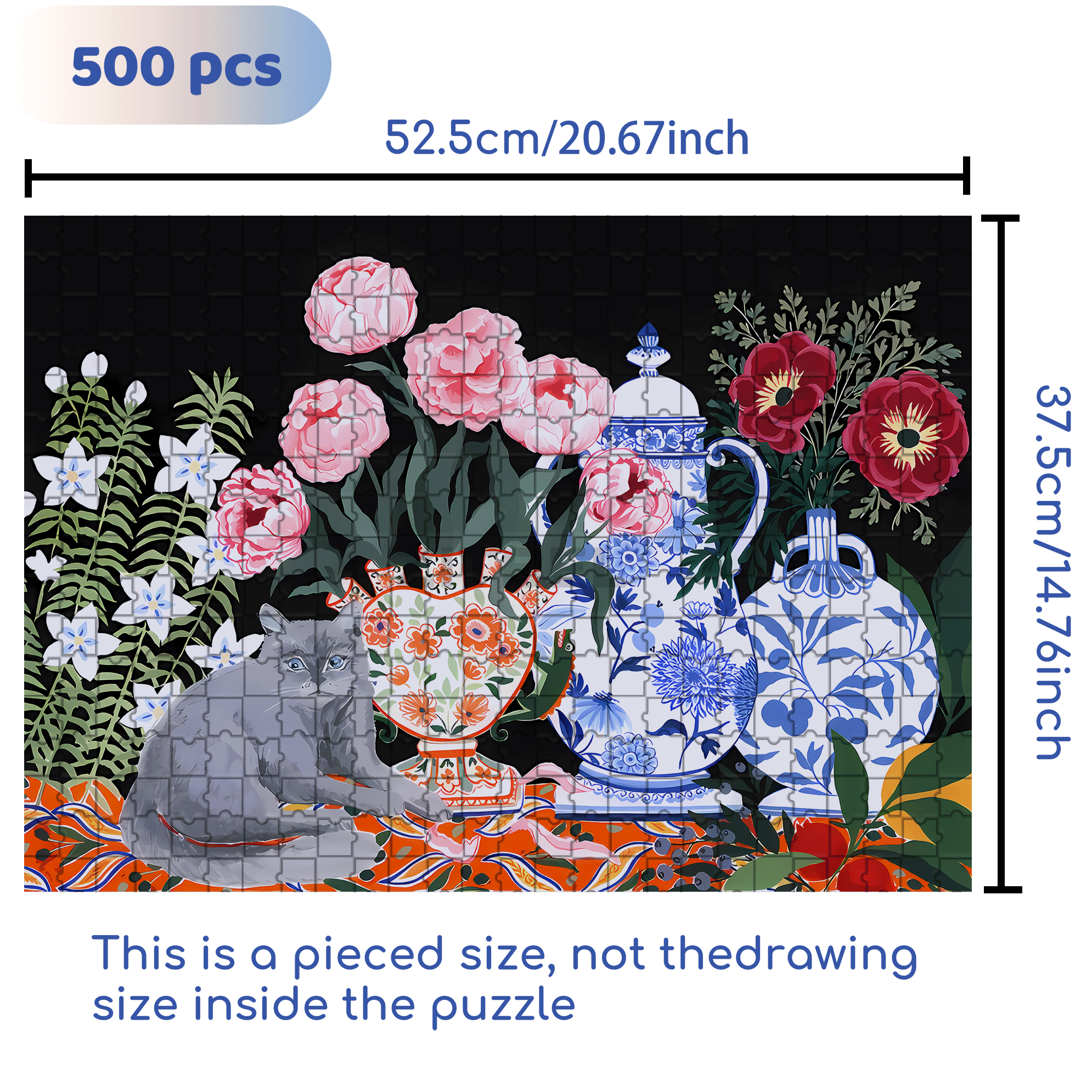 Porcelaine 500pcs/1000pcs Jigsaw Puzzle, Scratch-Resistant, Interactive Family Game & Brain-Boosting DIY Decor, Perfect for Halloween, Christmas & New Year Gifts, Family Puzzle Game