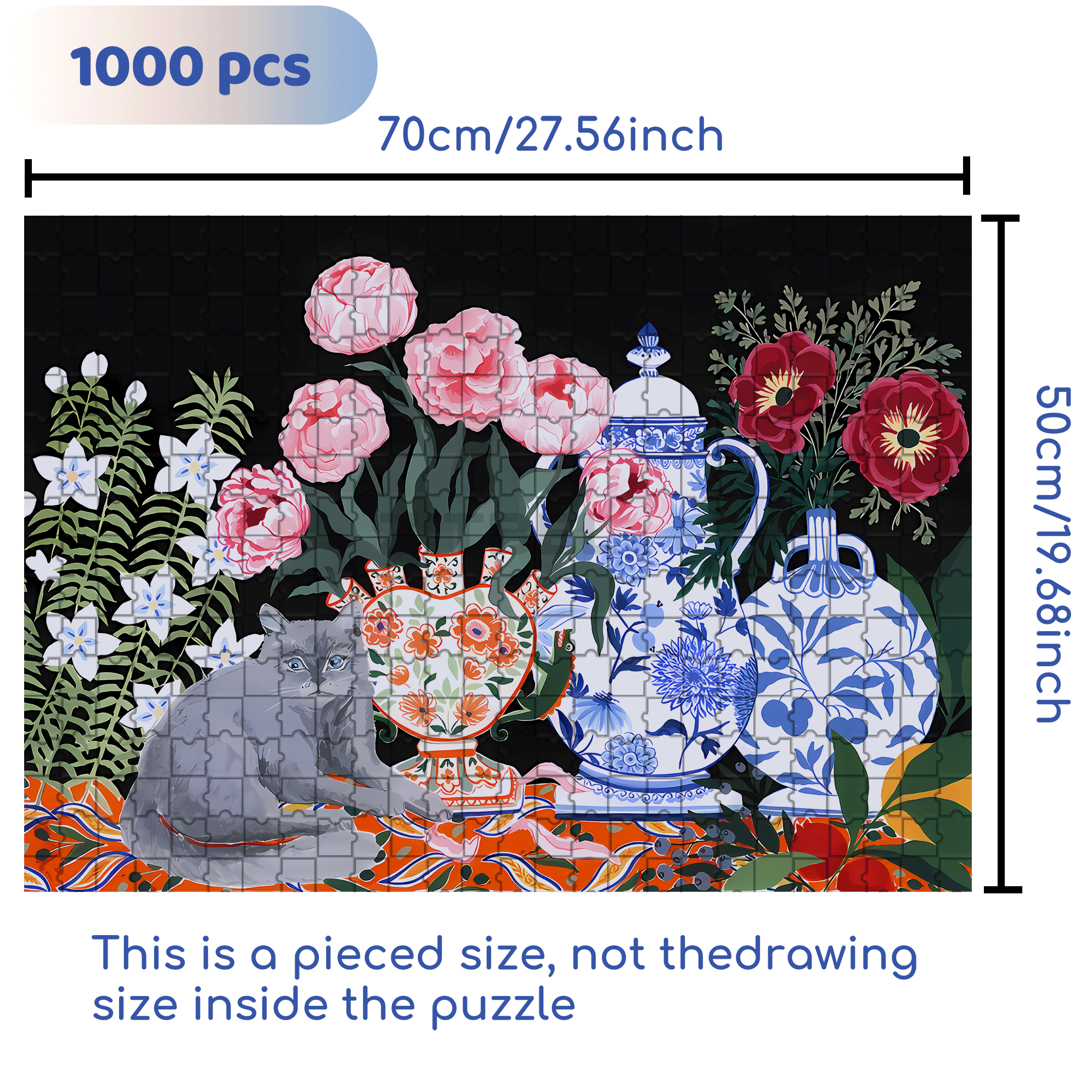 Porcelaine 500pcs/1000pcs Jigsaw Puzzle, Scratch-Resistant, Interactive Family Game & Brain-Boosting DIY Decor, Perfect for Halloween, Christmas & New Year Gifts, Family Puzzle Game