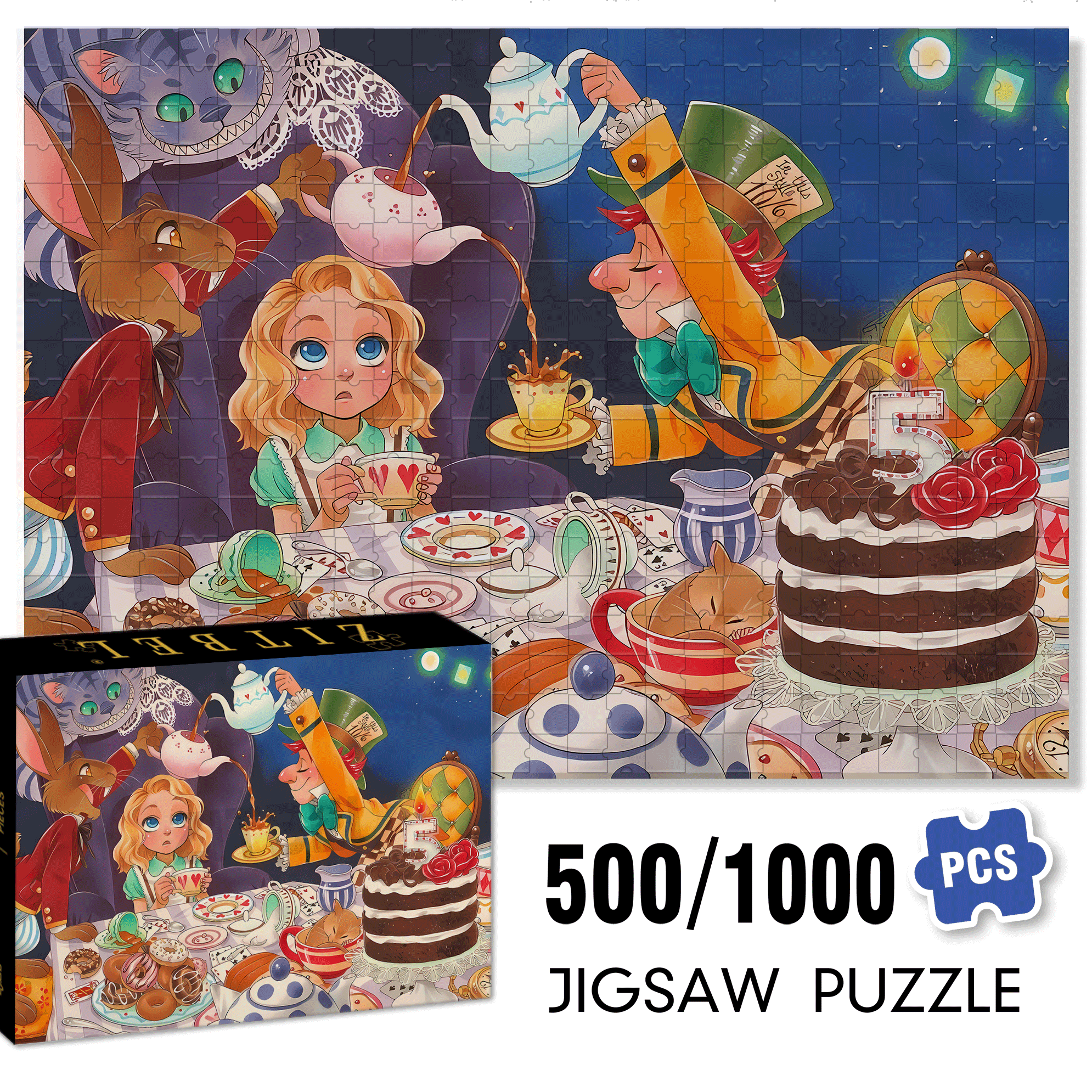Pouring Tea 500pcs/1000pcs Jigsaw Puzzle, Scratch-Resistant, Interactive Family Game & Brain-Boosting DIY Decor, Perfect for Halloween, Christmas & New Year Gifts, Family Puzzle Game