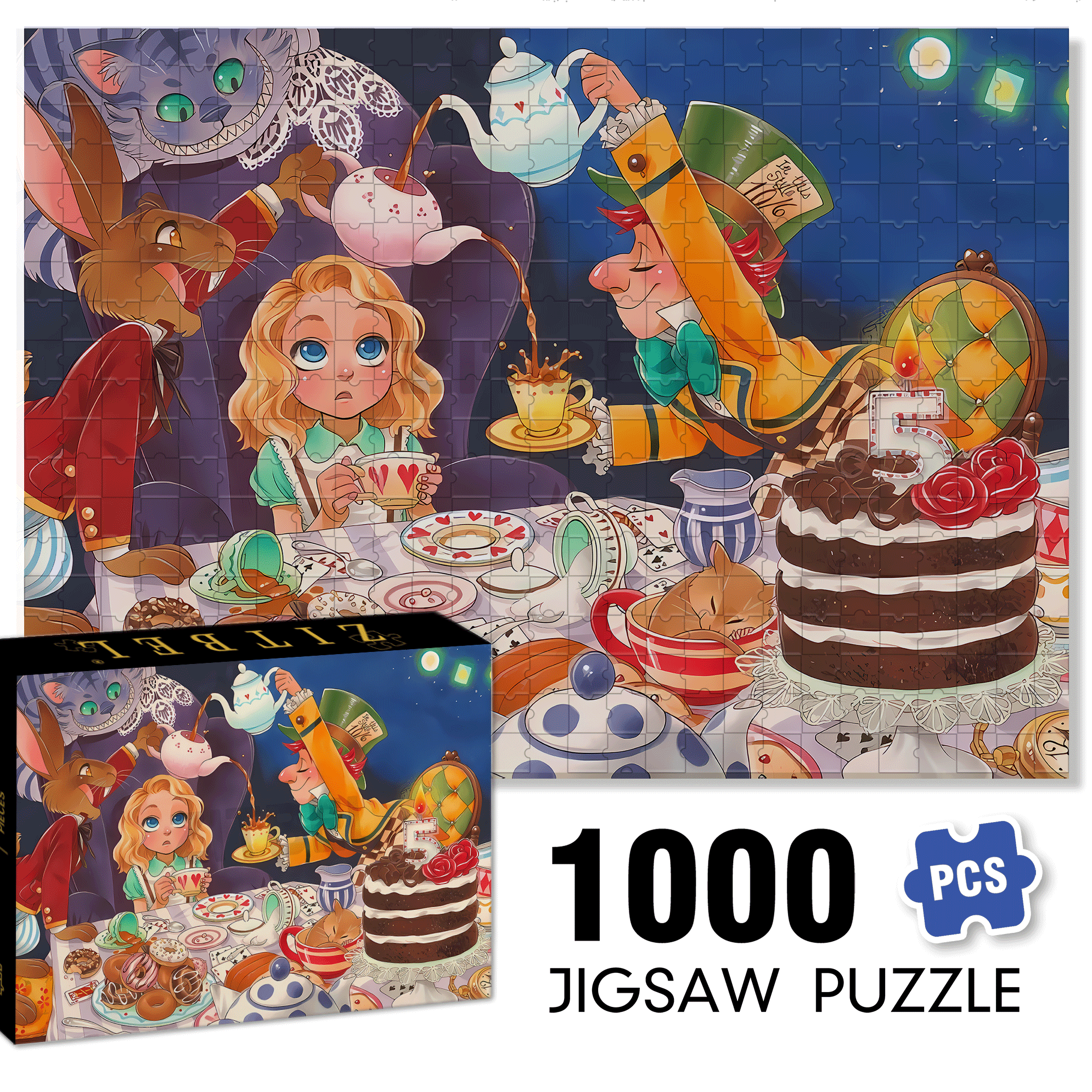 Pouring Tea 500pcs/1000pcs Jigsaw Puzzle, Scratch-Resistant, Interactive Family Game & Brain-Boosting DIY Decor, Perfect for Halloween, Christmas & New Year Gifts, Family Puzzle Game