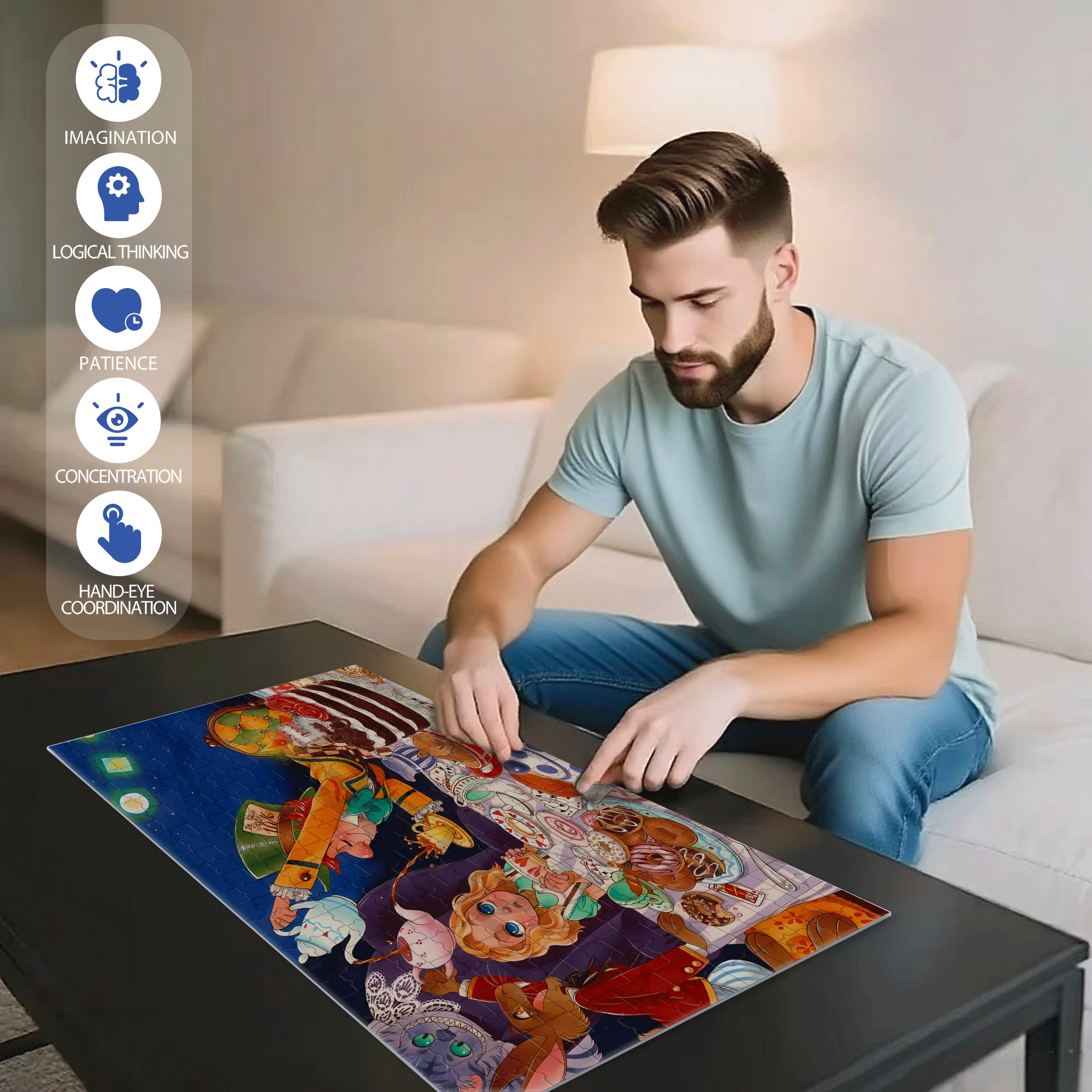 Pouring Tea 500pcs/1000pcs Jigsaw Puzzle, Scratch-Resistant, Interactive Family Game & Brain-Boosting DIY Decor, Perfect for Halloween, Christmas & New Year Gifts, Family Puzzle Game