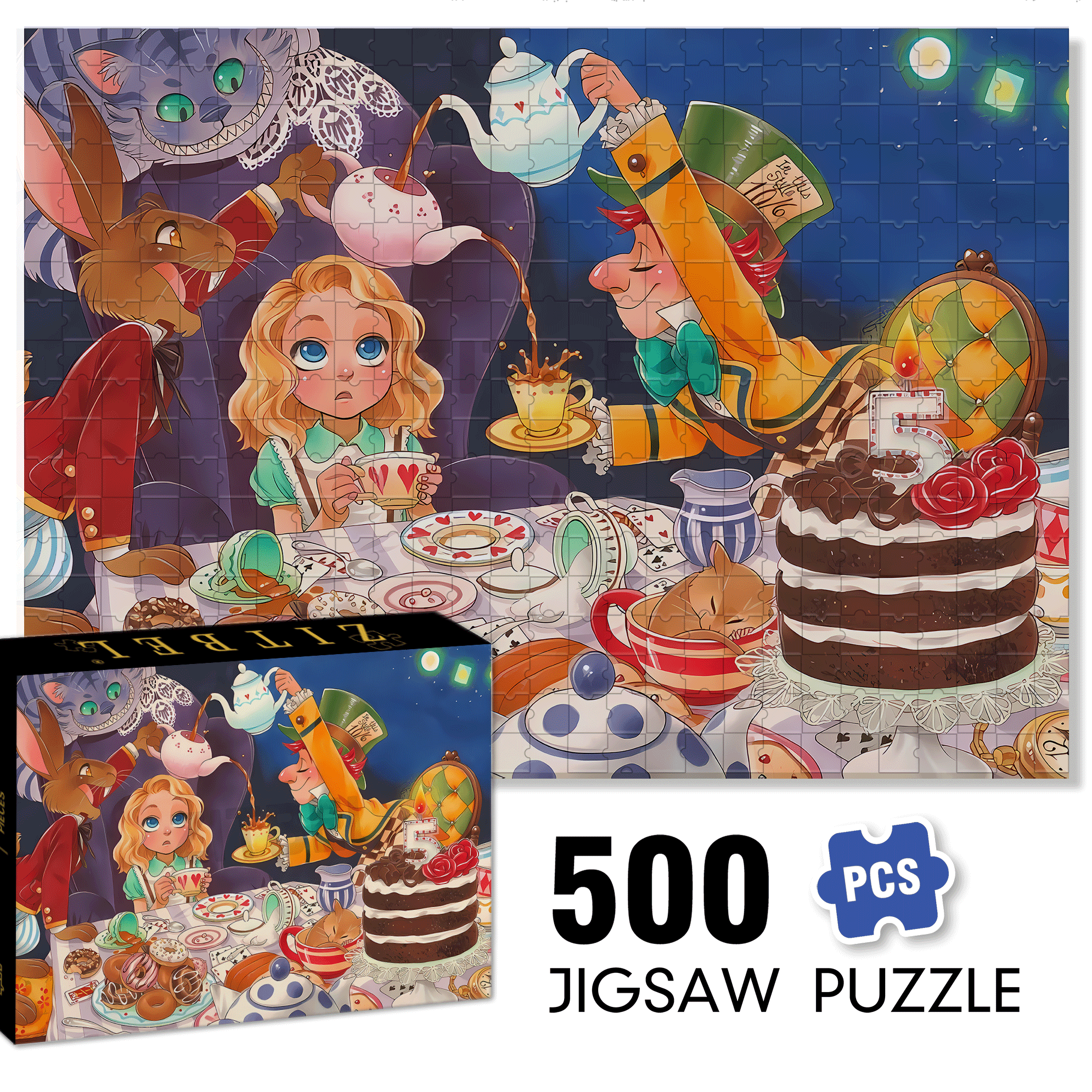 Pouring Tea 500pcs/1000pcs Jigsaw Puzzle, Scratch-Resistant, Interactive Family Game & Brain-Boosting DIY Decor, Perfect for Halloween, Christmas & New Year Gifts, Family Puzzle Game