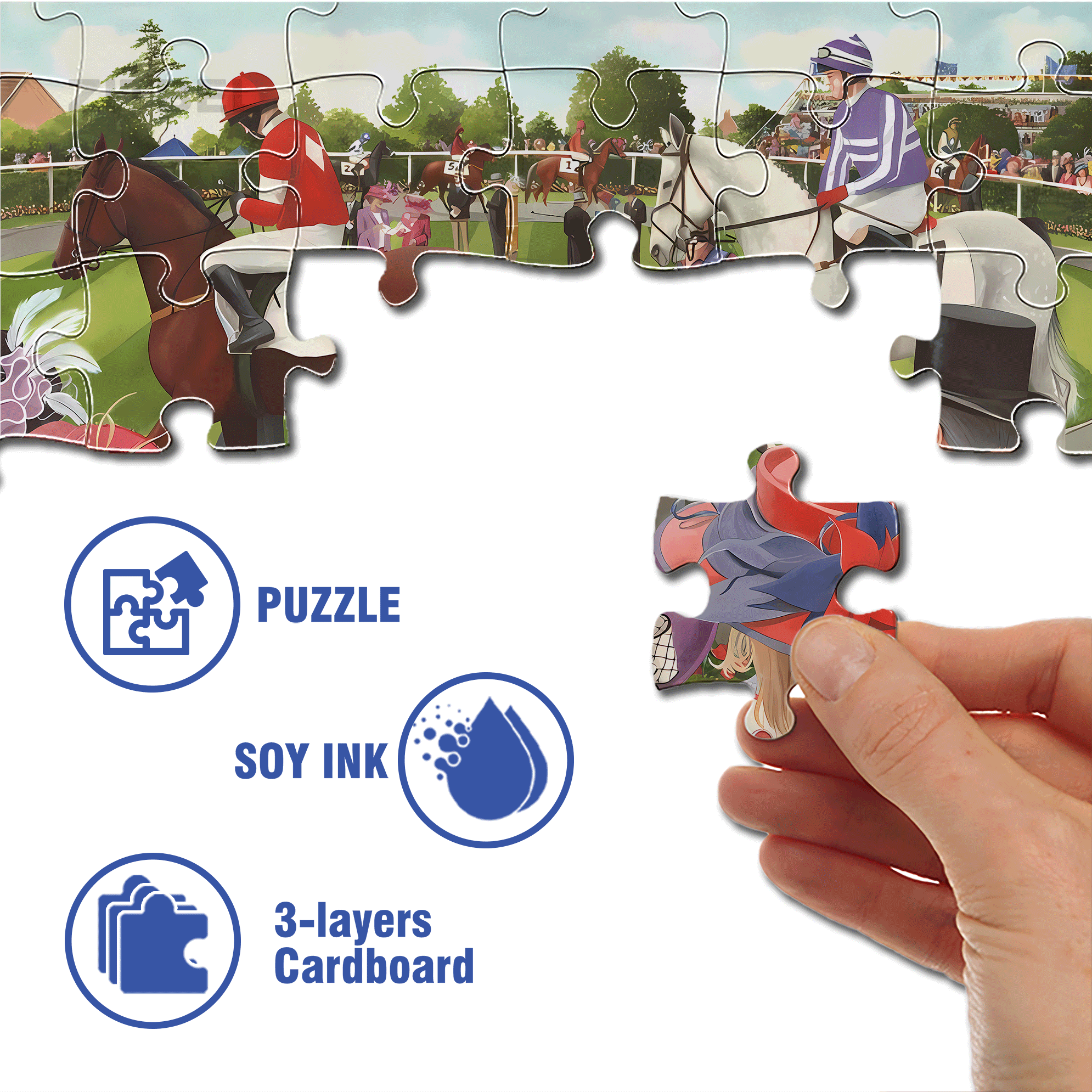 Racecourse 500pcs/1000pcs Jigsaw Puzzle, Scratch-Resistant, Interactive Family Game & Brain-Boosting DIY Decor, Perfect for Halloween, Christmas & New Year Gifts, Family Puzzle Game