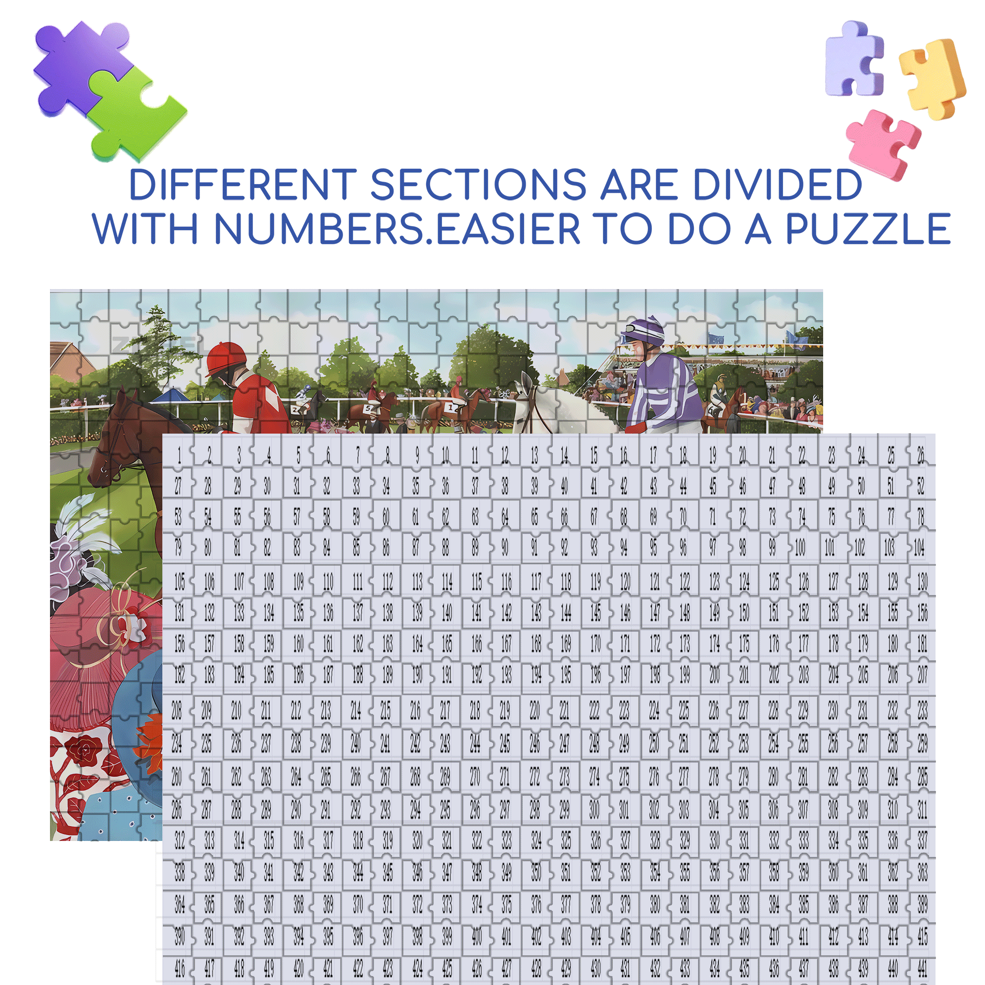 Racecourse 500pcs/1000pcs Jigsaw Puzzle, Scratch-Resistant, Interactive Family Game & Brain-Boosting DIY Decor, Perfect for Halloween, Christmas & New Year Gifts, Family Puzzle Game