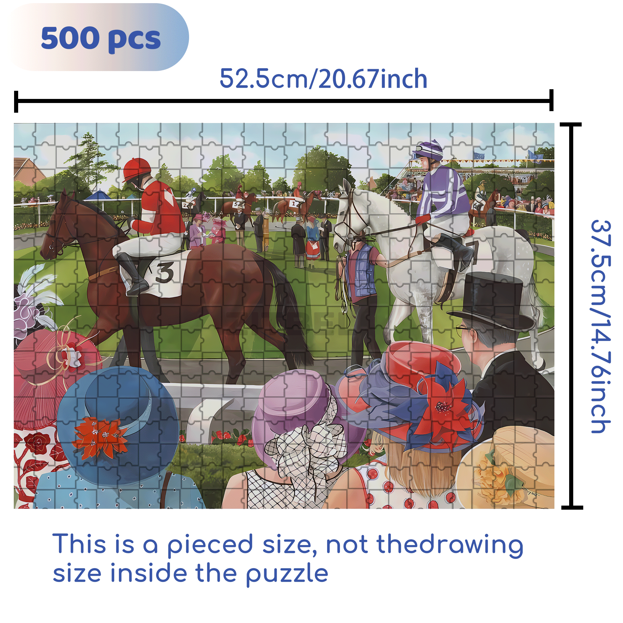 Racecourse 500pcs/1000pcs Jigsaw Puzzle, Scratch-Resistant, Interactive Family Game & Brain-Boosting DIY Decor, Perfect for Halloween, Christmas & New Year Gifts, Family Puzzle Game