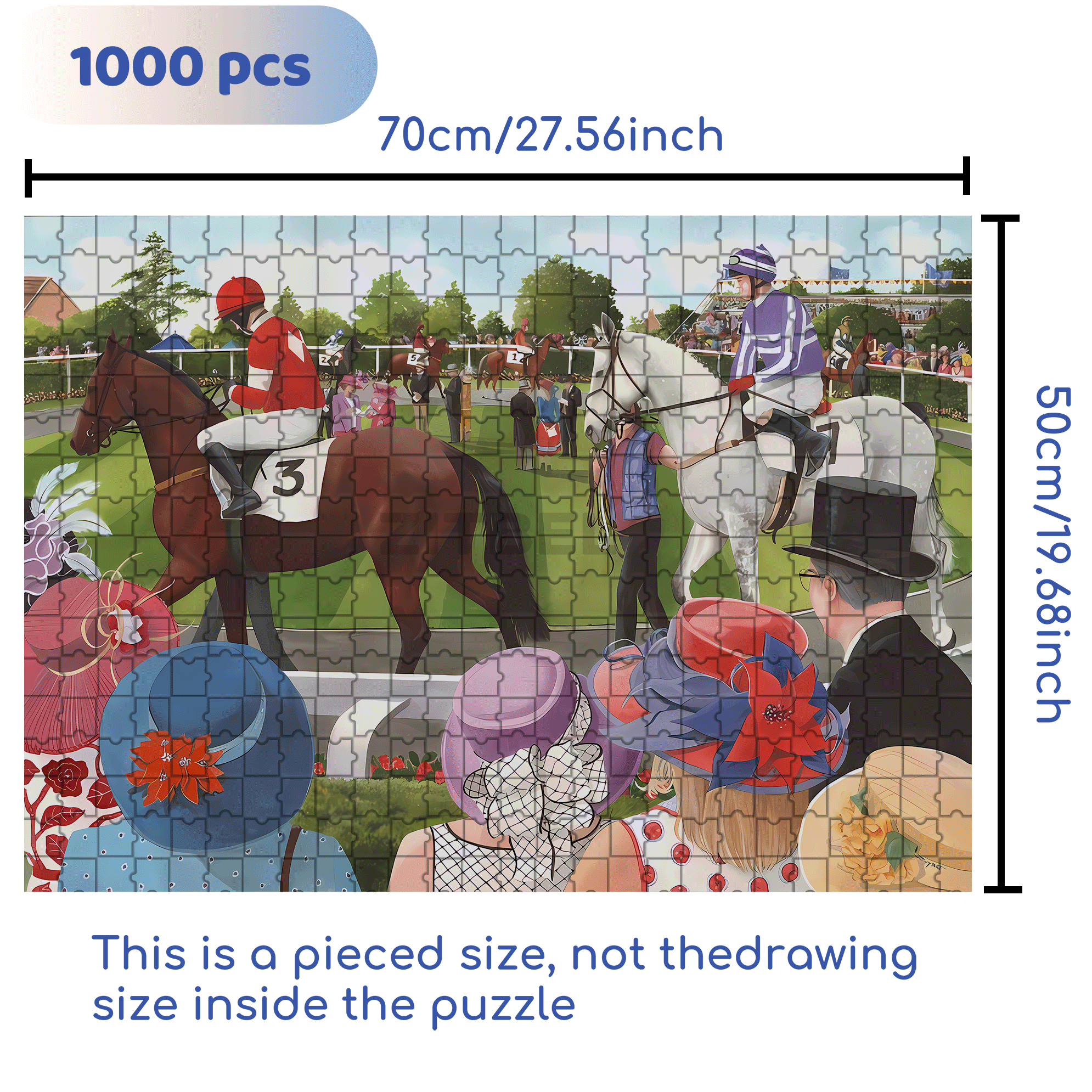 Racecourse 500pcs/1000pcs Jigsaw Puzzle, Scratch-Resistant, Interactive Family Game & Brain-Boosting DIY Decor, Perfect for Halloween, Christmas & New Year Gifts, Family Puzzle Game