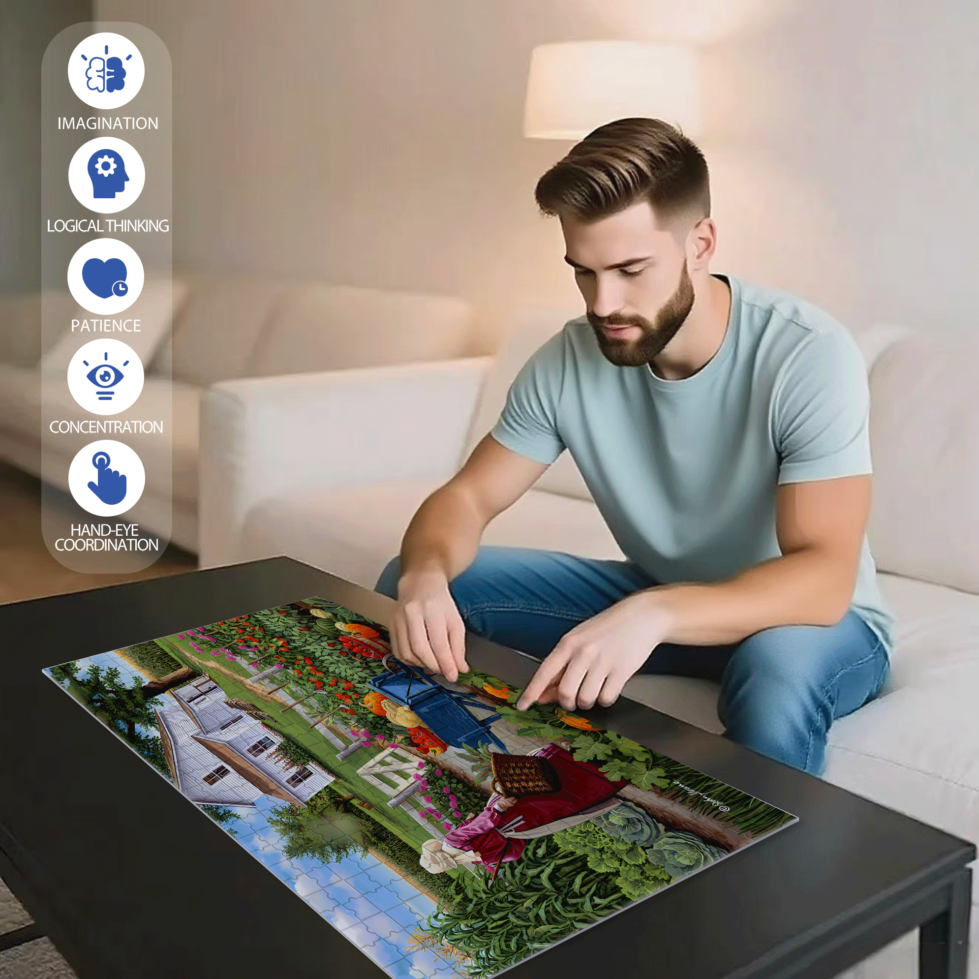 Ripe and Ready 500pcs/1000pcs Jigsaw Puzzle, Scratch-Resistant, Interactive Family Game & Brain-Boosting DIY Decor, Perfect for Halloween, Christmas & New Year Gifts, Family Puzzle Game