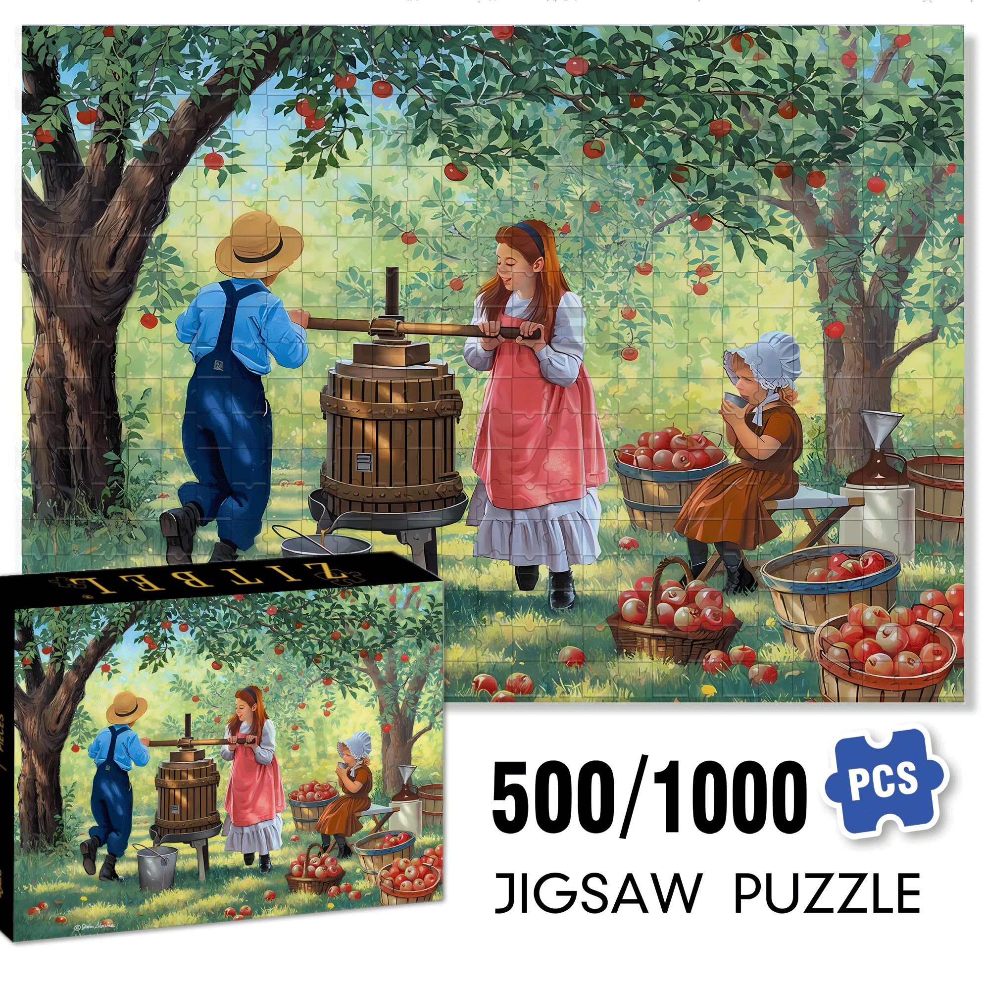 Round and Round 500pcs/1000pcs Jigsaw Puzzle, Scratch-Resistant, Interactive Family Game & Brain-Boosting DIY Decor, Perfect for Halloween, Christmas & New Year Gifts, Family Puzzle Game