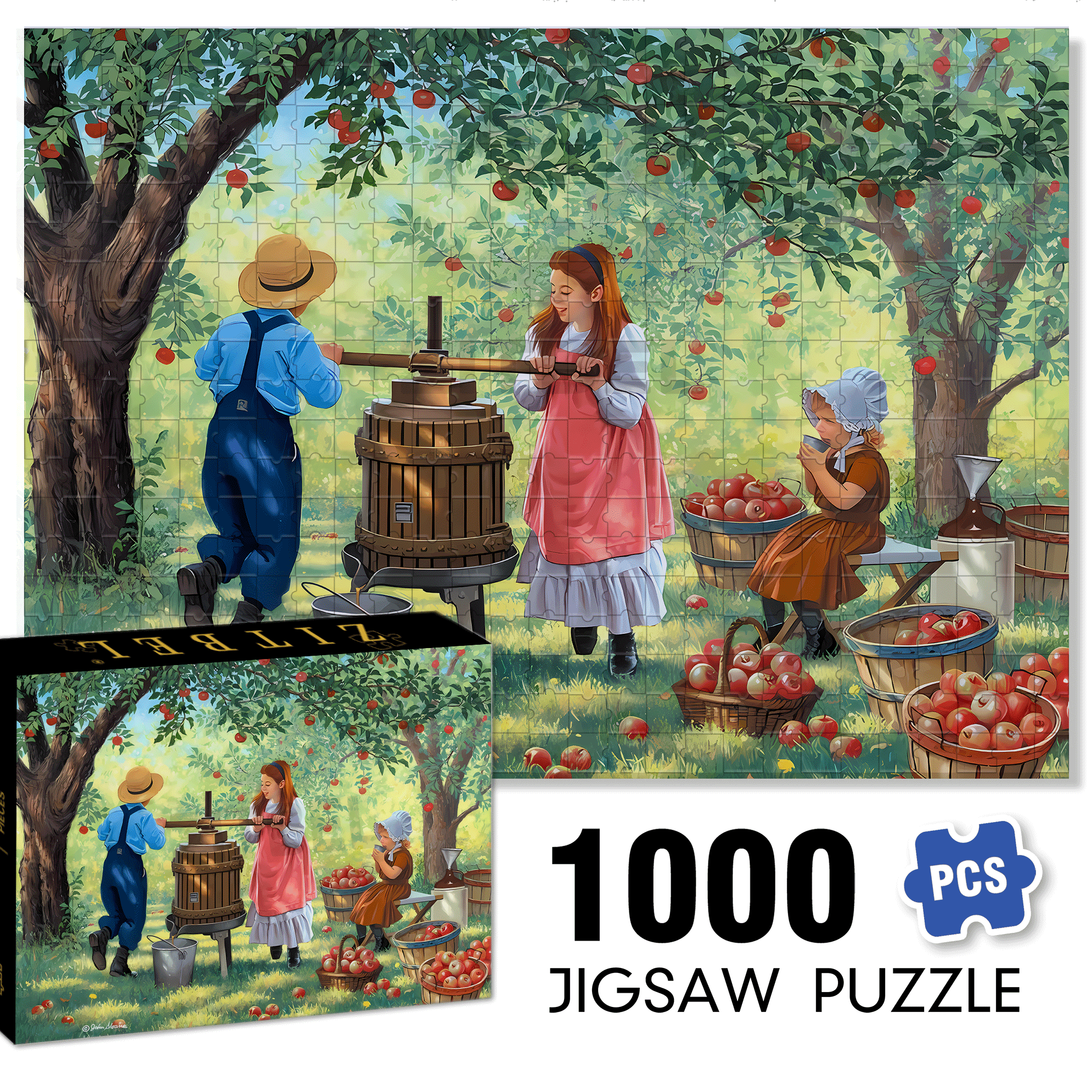 Round and Round 500pcs/1000pcs Jigsaw Puzzle, Scratch-Resistant, Interactive Family Game & Brain-Boosting DIY Decor, Perfect for Halloween, Christmas & New Year Gifts, Family Puzzle Game