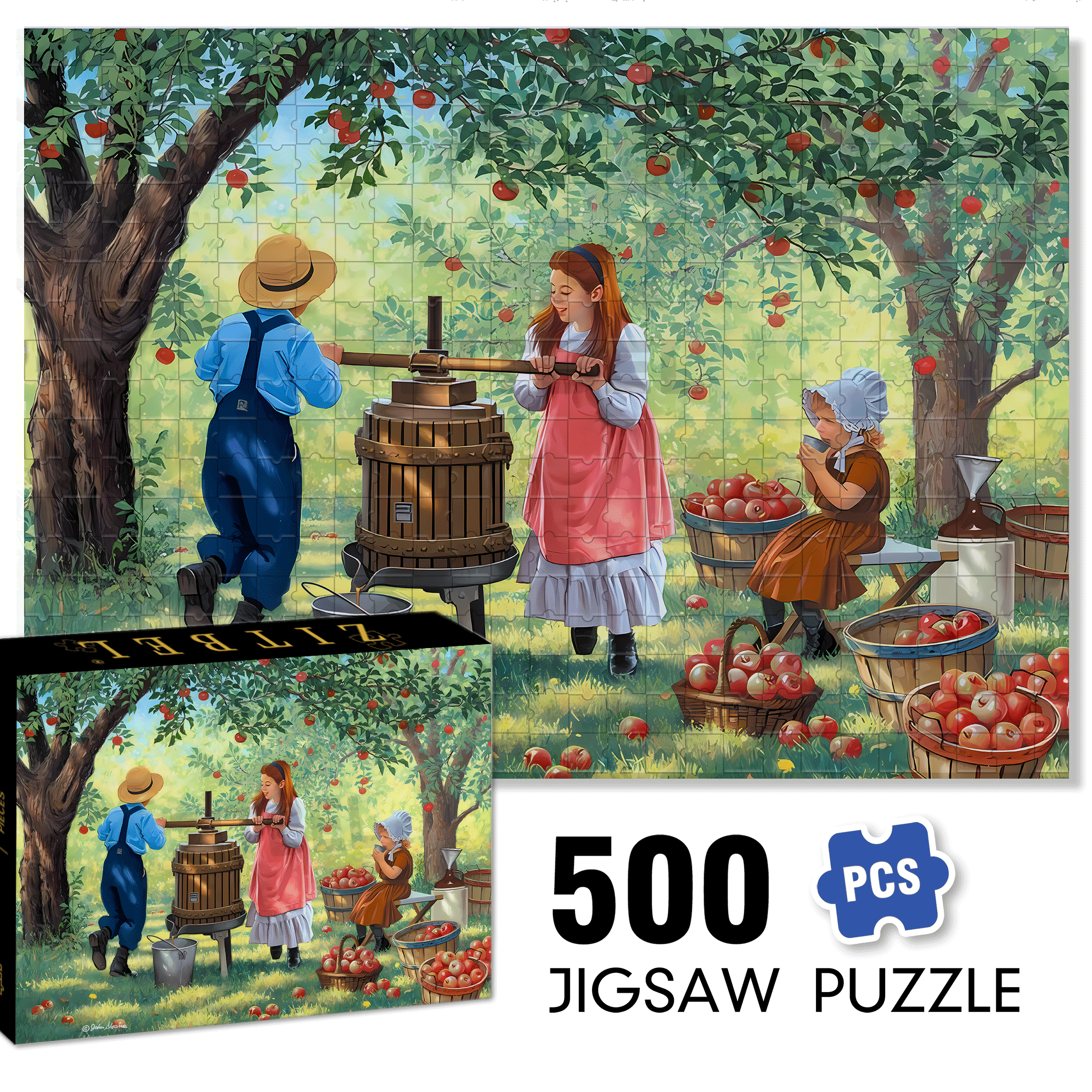 Round and Round 500pcs/1000pcs Jigsaw Puzzle, Scratch-Resistant, Interactive Family Game & Brain-Boosting DIY Decor, Perfect for Halloween, Christmas & New Year Gifts, Family Puzzle Game