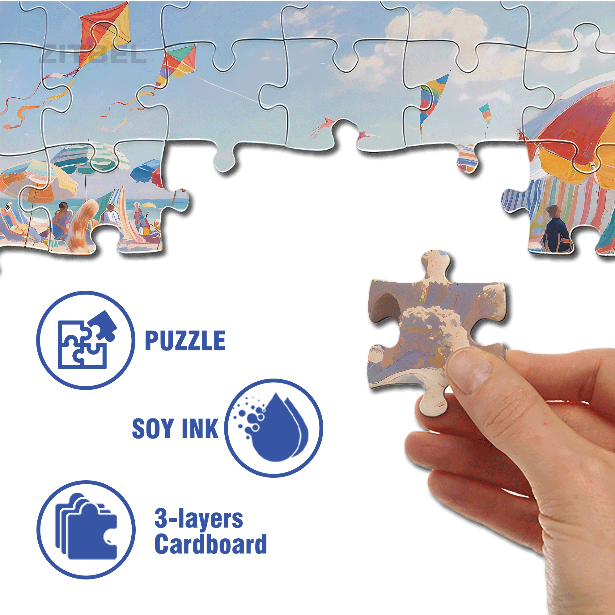 Sandcastle and Orange Cat 500pcs/1000pcs Jigsaw Puzzle, Scratch-Resistant, Interactive Family Game & Brain-Boosting DIY Decor, Perfect for Halloween, Christmas & New Year Gifts, Family Puzzle Game