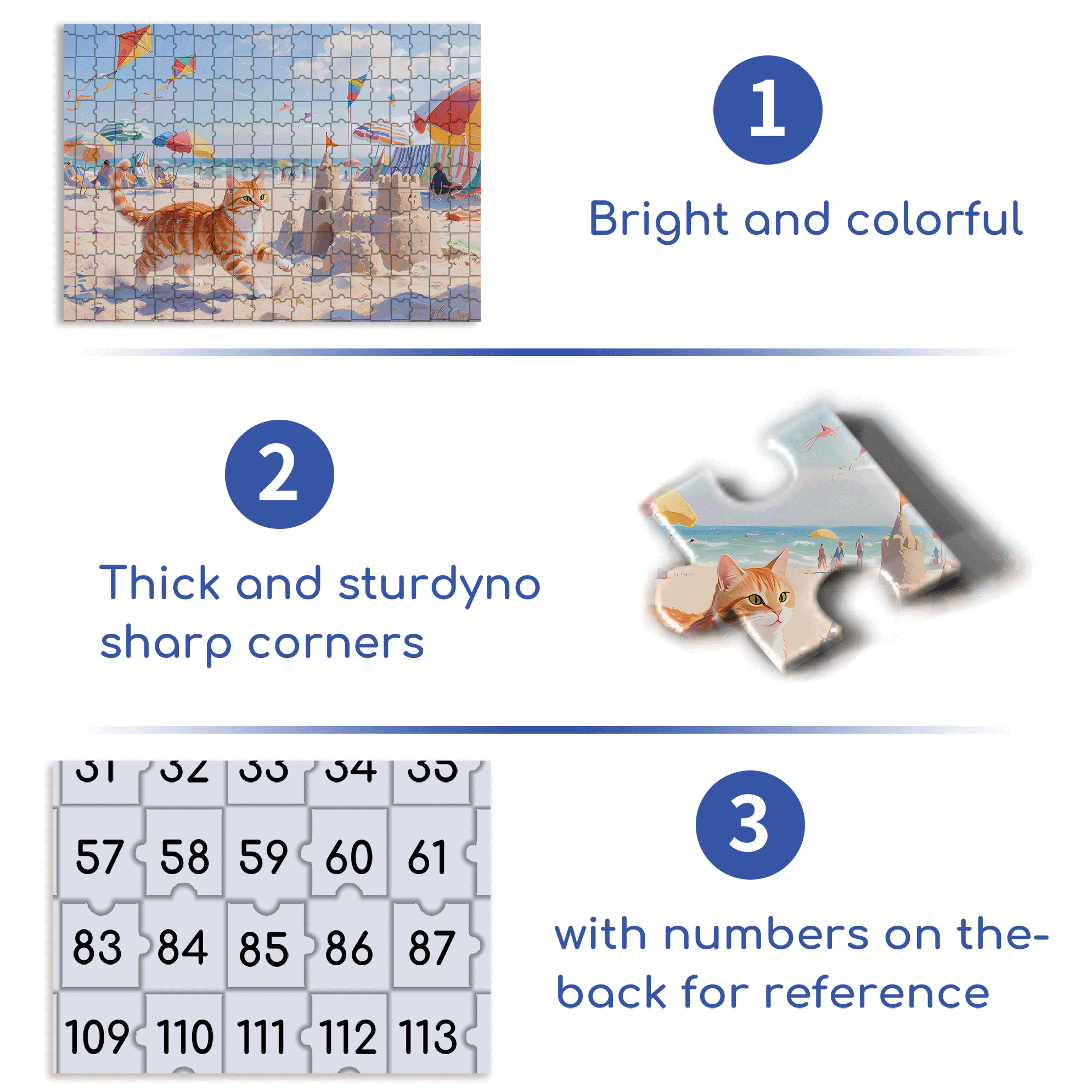 Sandcastle and Orange Cat 500pcs/1000pcs Jigsaw Puzzle, Scratch-Resistant, Interactive Family Game & Brain-Boosting DIY Decor, Perfect for Halloween, Christmas & New Year Gifts, Family Puzzle Game