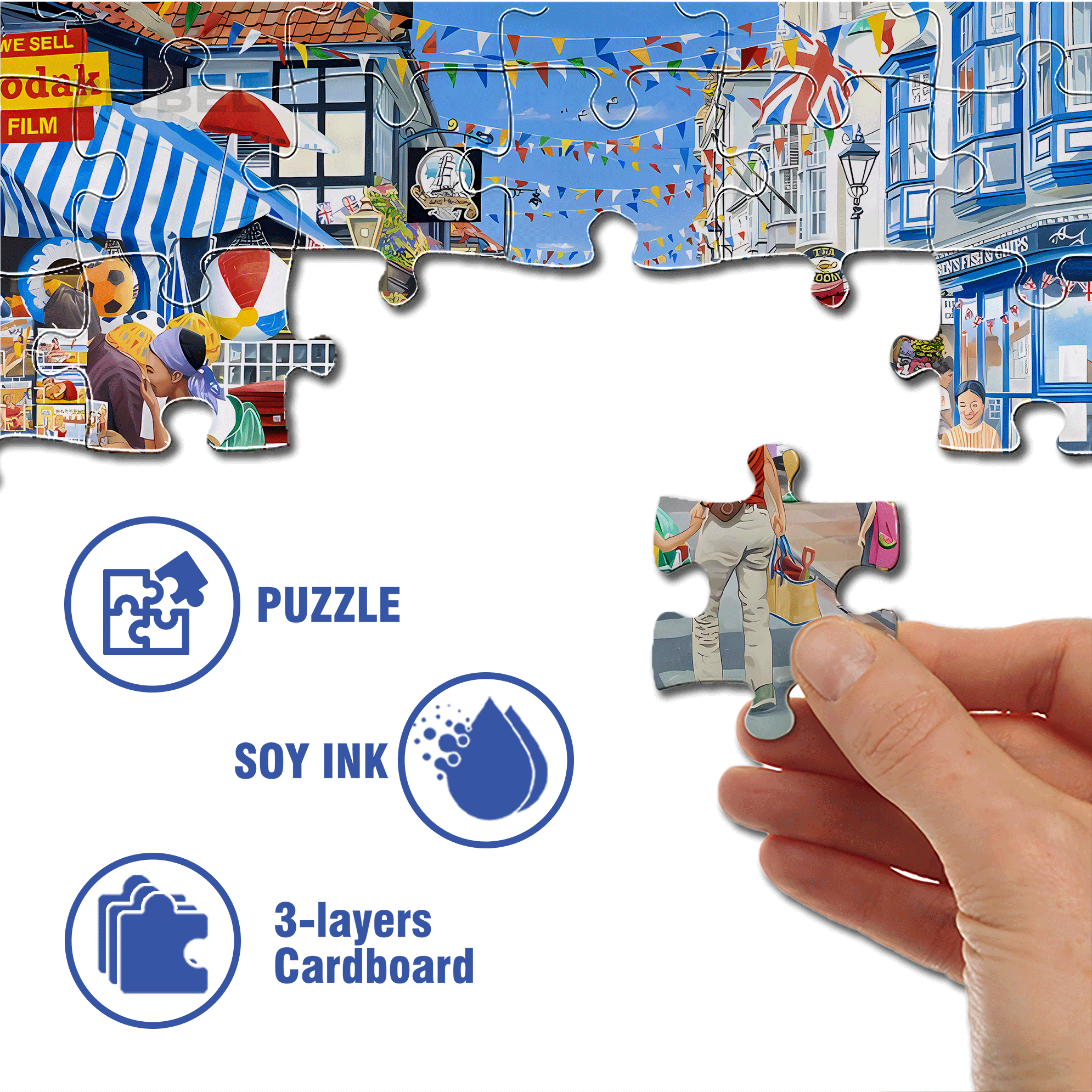 Seaside Highstreet Seaside 500pcs/1000pcs Jigsaw Puzzle, Scratch-Resistant, Interactive Family Game & Brain-Boosting DIY Decor, Perfect for Halloween, Christmas & New Year Gifts, Family Puzzle Game